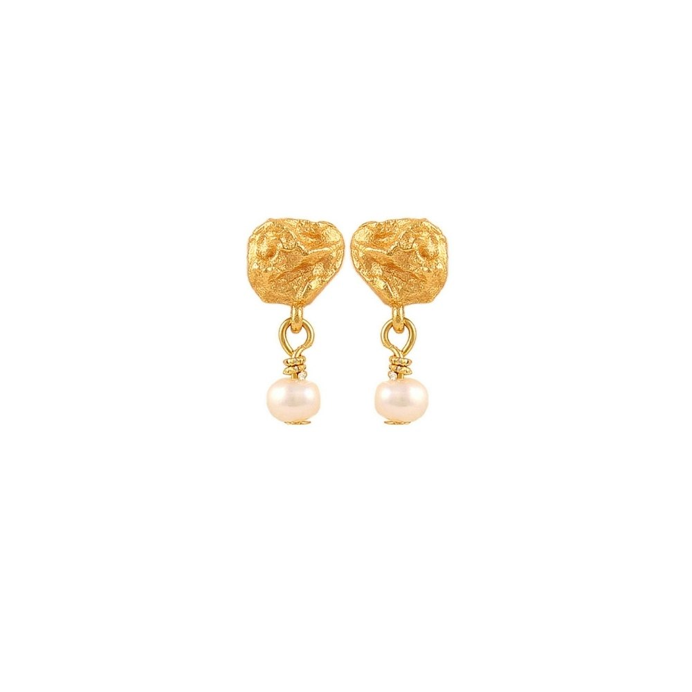 Lainey Pearl Earrings von Hultquist Copenhagen in Vergoldet-Silber Sterling 925