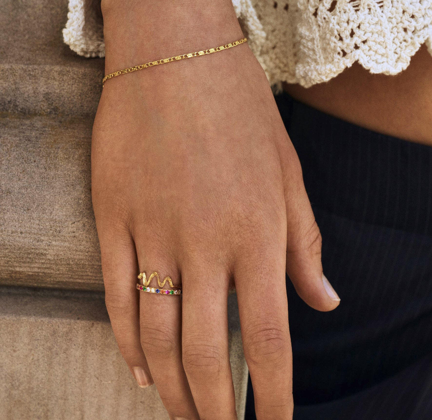 Eva bracelet z Maanesten v Pozlacené stříbro sterling 925