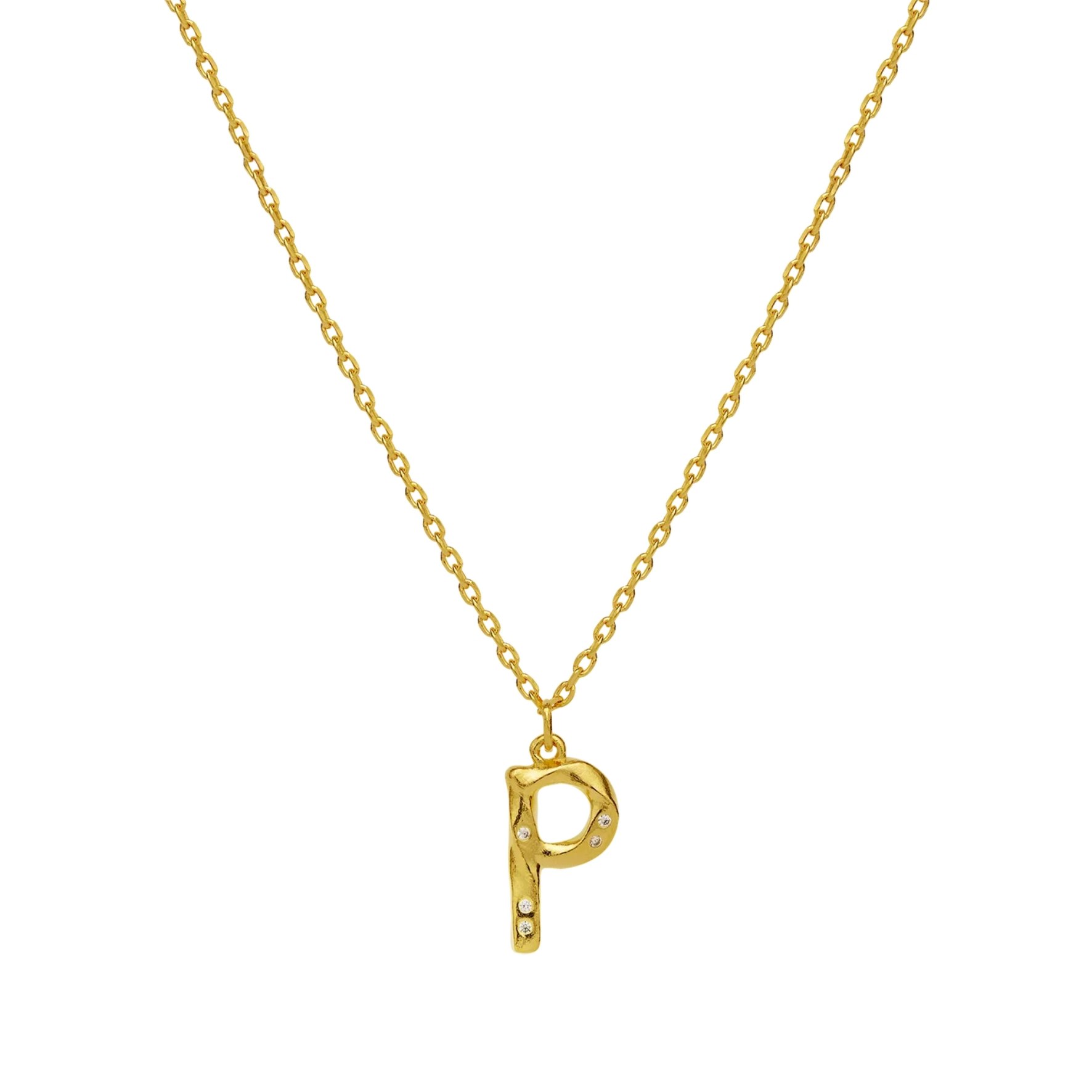 Alphabet Necklace P van Maanesten in Verguld-Zilver Sterling 925
