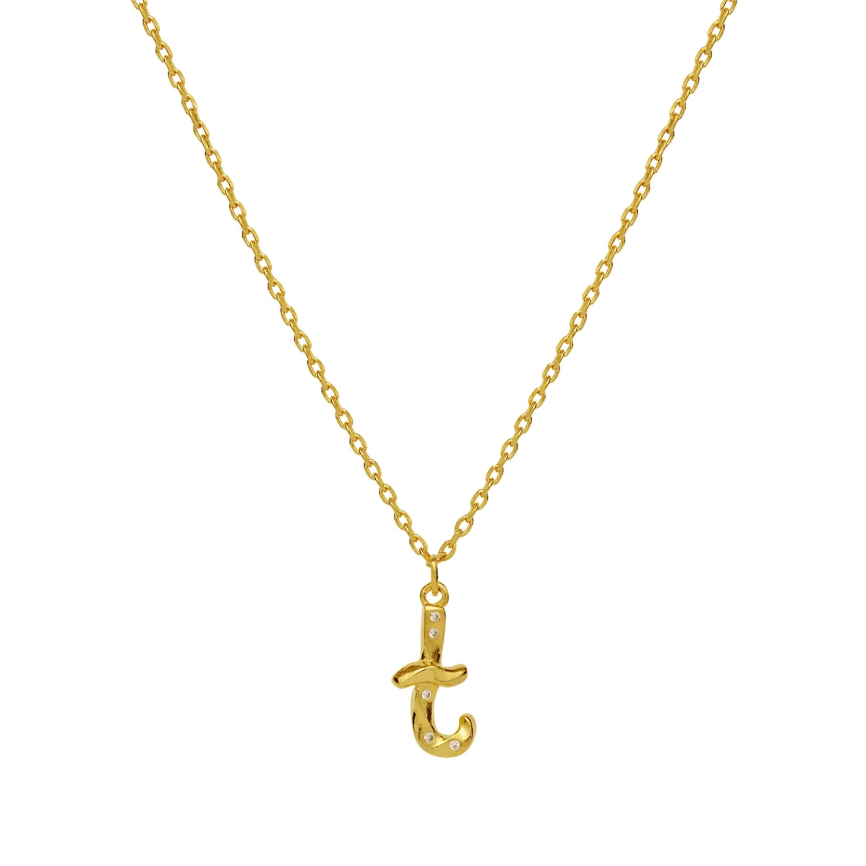 Alphabet Necklace T fra Maanesten i Forgyldt-Sølv Sterling 925