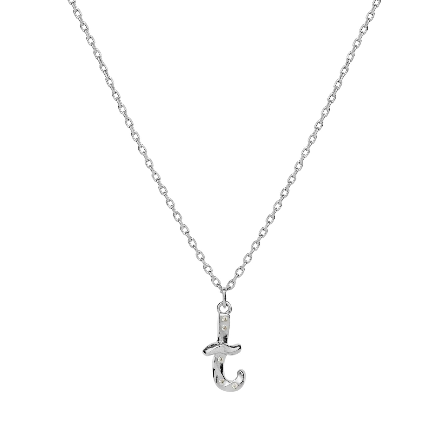 Alphabet Necklace T de Maanesten dans Argent Sterling 925