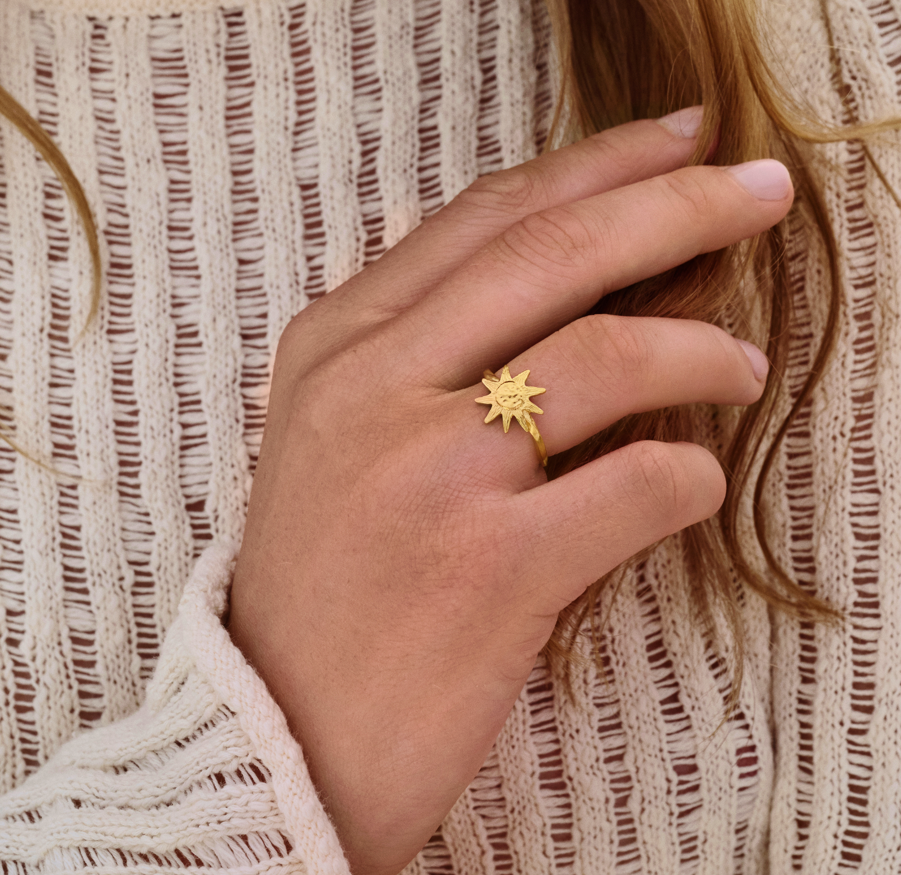 Sonja Ring från Maanesten i Förgyllt-Silver Sterling 925