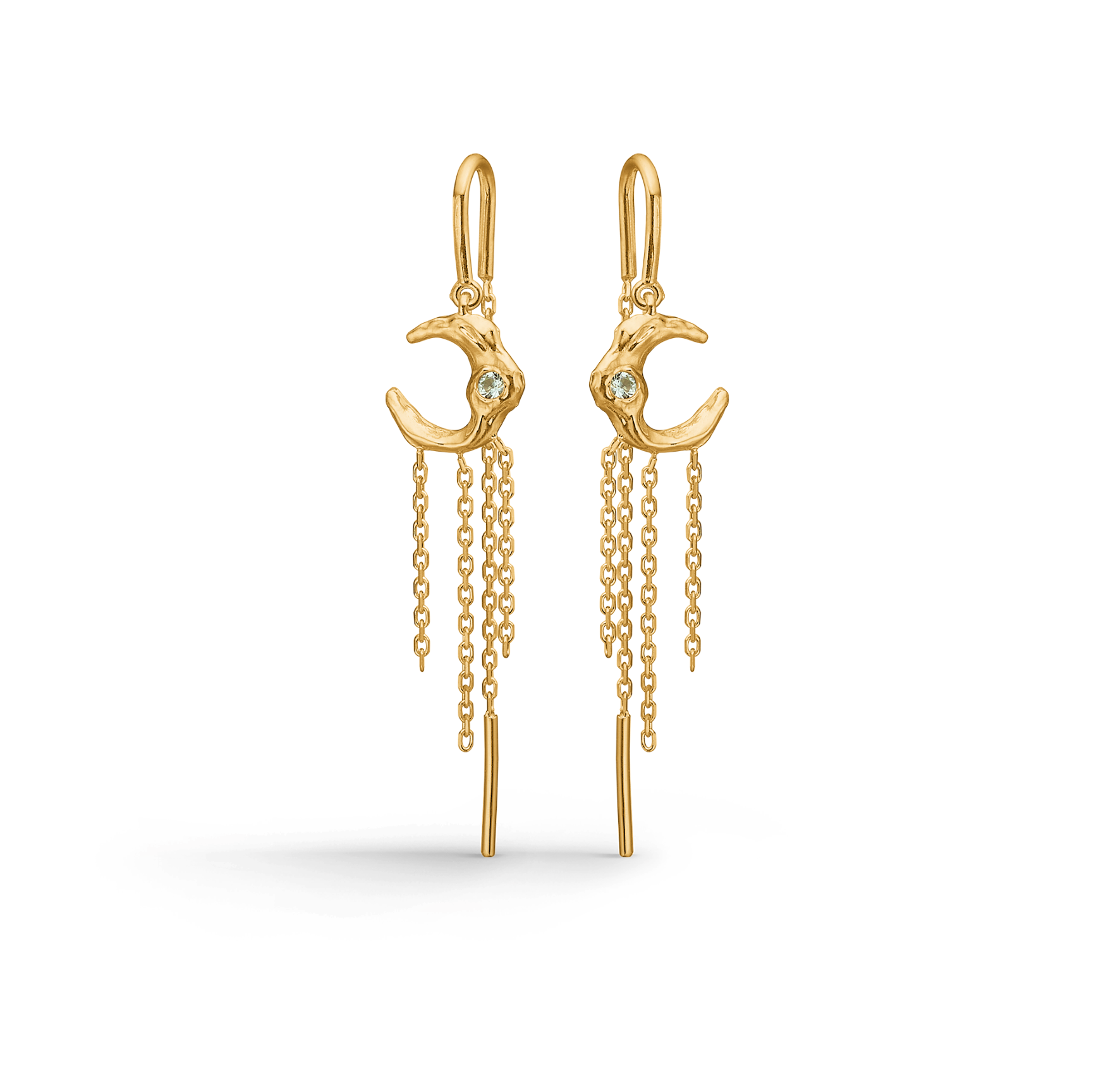 Lunar Green Zircon Earrings fra Studio Z i Forgyldt-Sølv Sterling 925