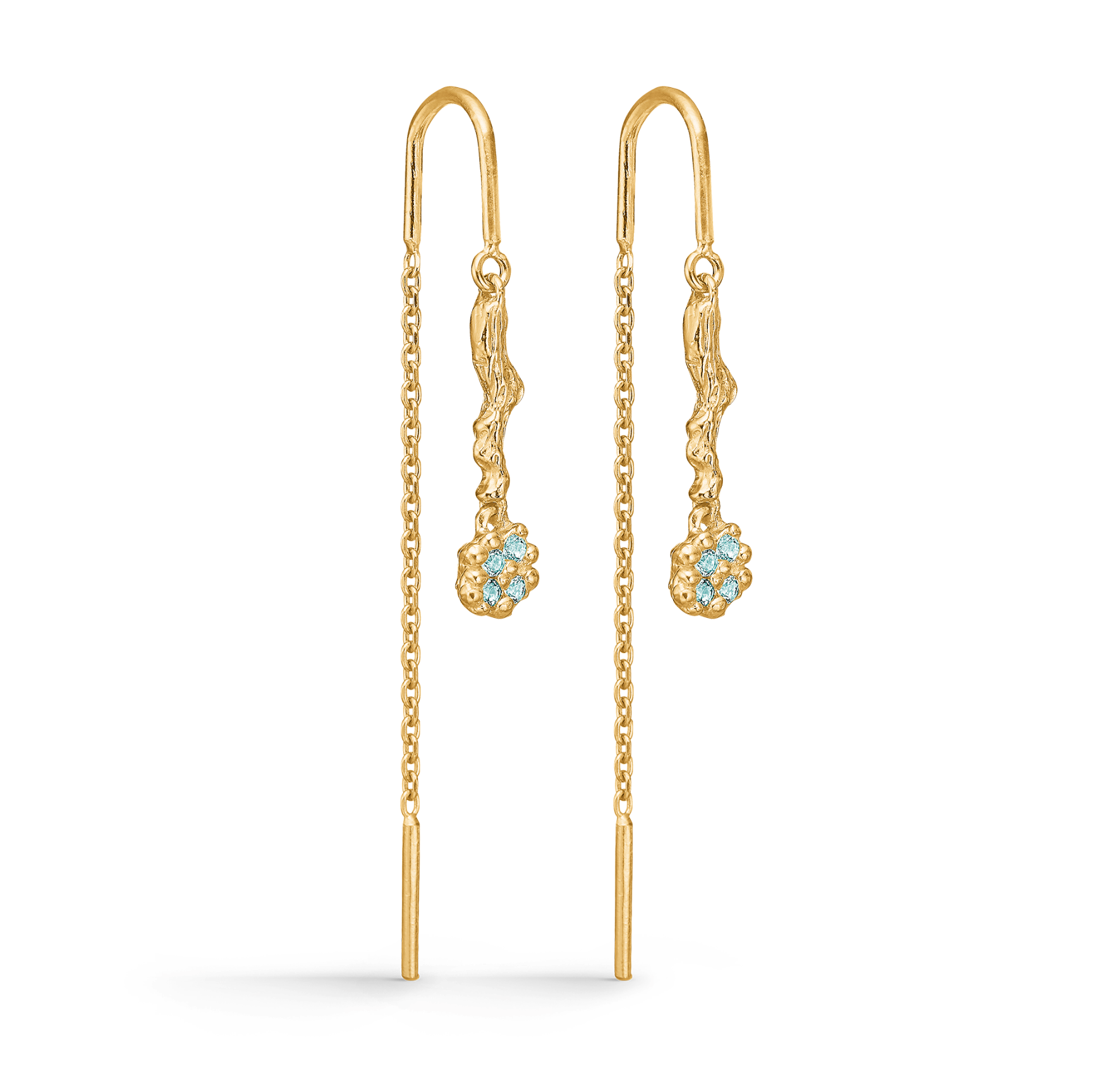 Tangled Green Zircon Earchains fra Studio Z i Forgylt-Sølv Sterling 925