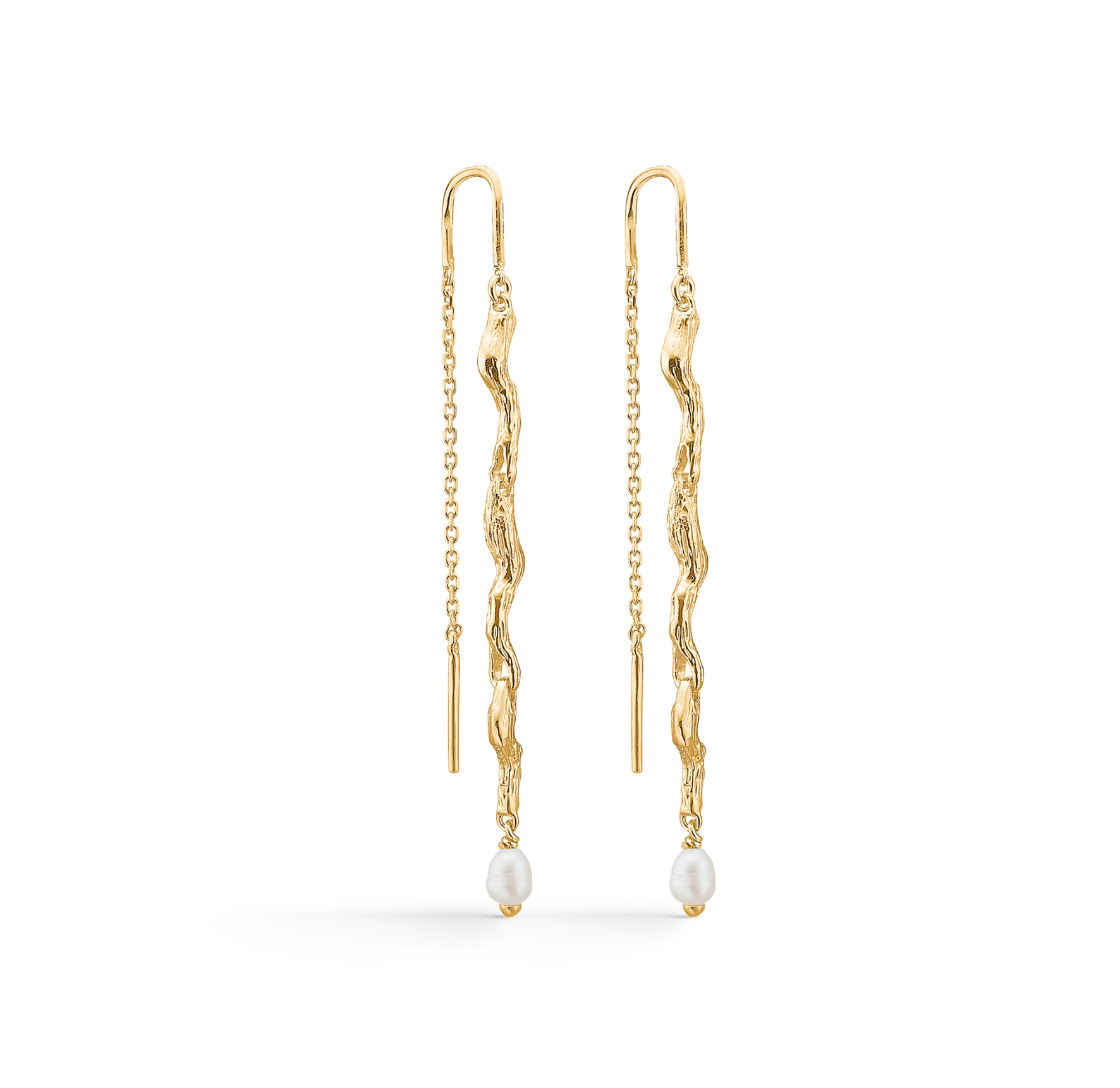 Tangled Pearl Earchains fra Studio Z i Forgylt-Sølv Sterling 925