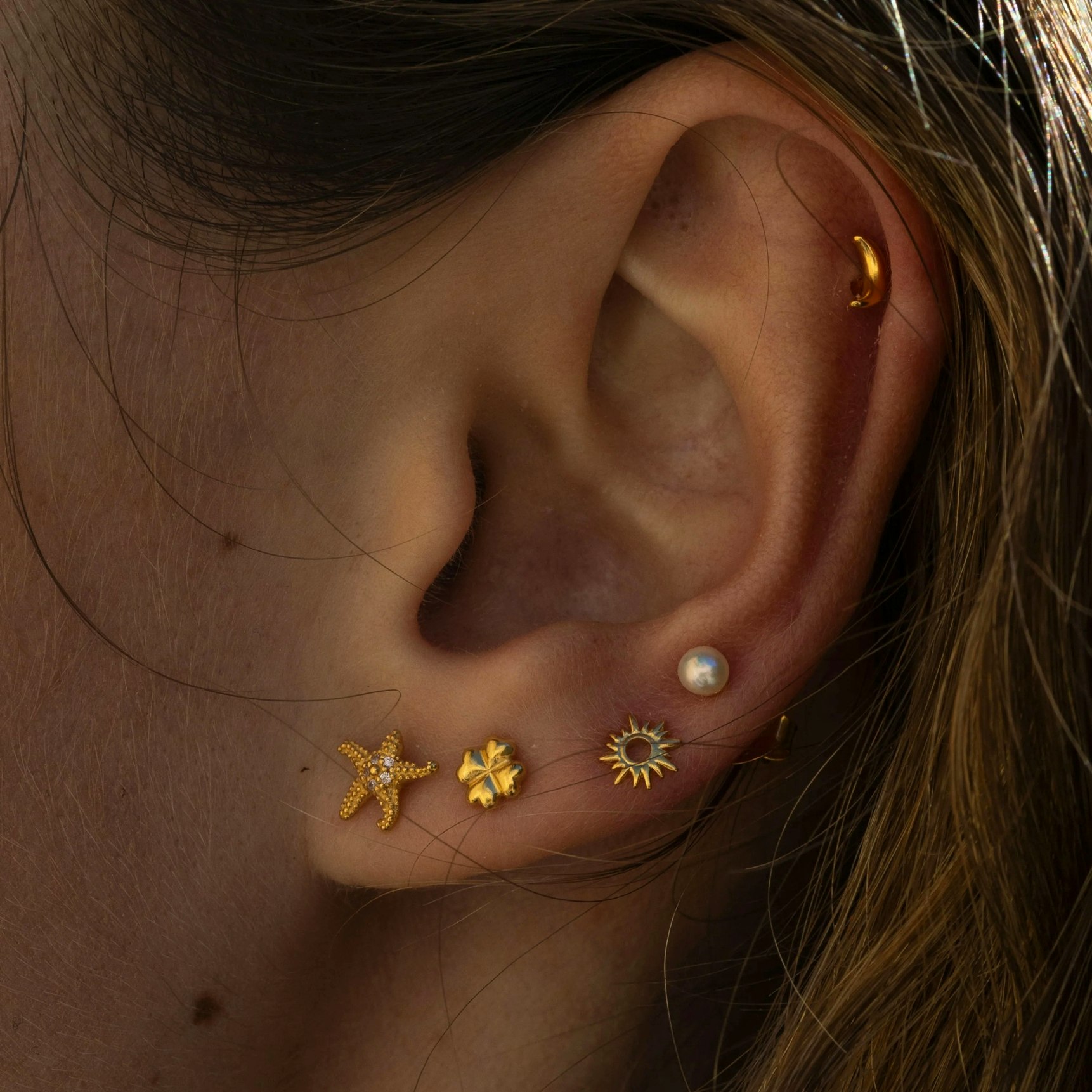 Starfish Studs fra byBiehl i Forgylt-Sølv Sterling 925