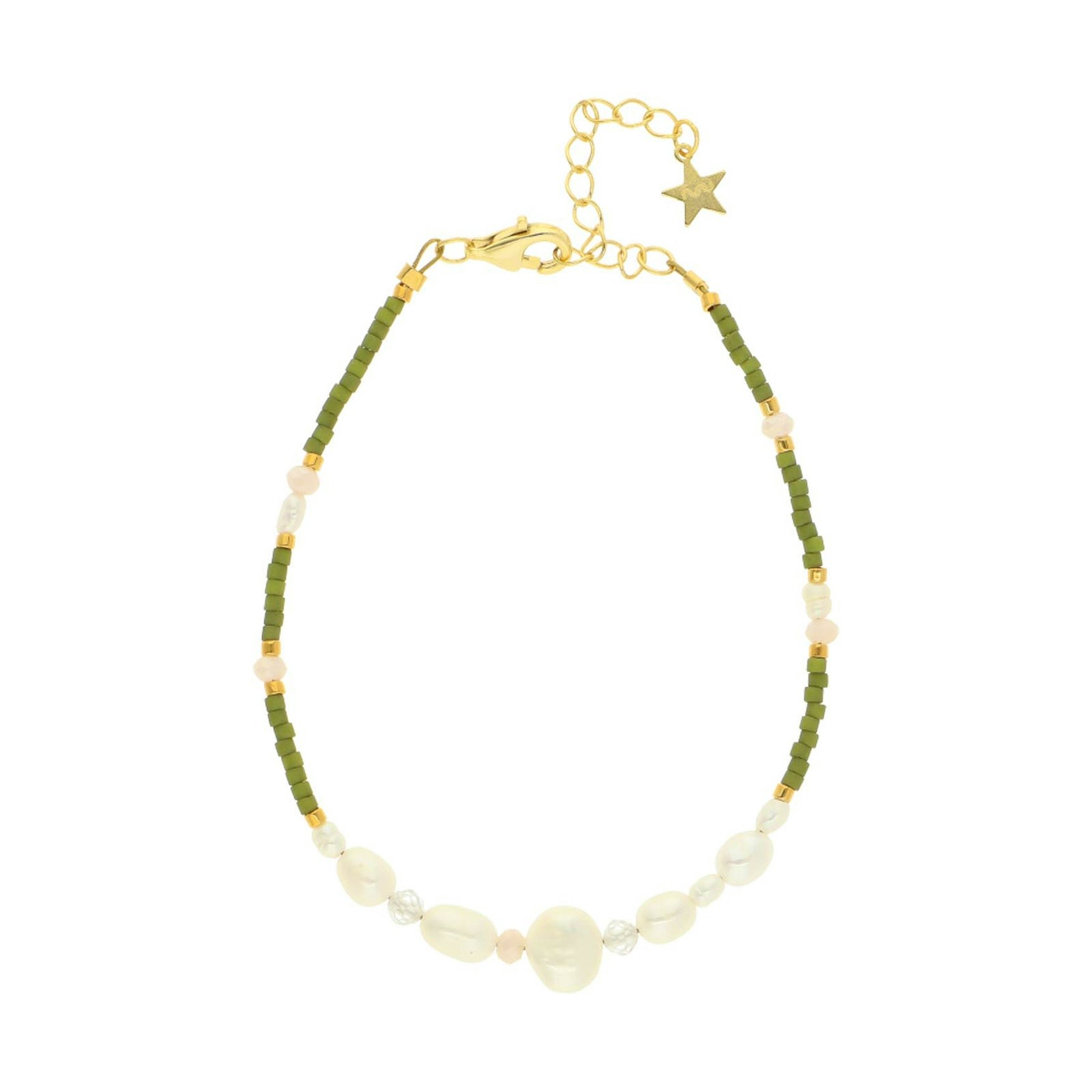 Merle Dusty Green Bracelet von Nuni Copenhagen in Vergoldet-Silber Sterling 925