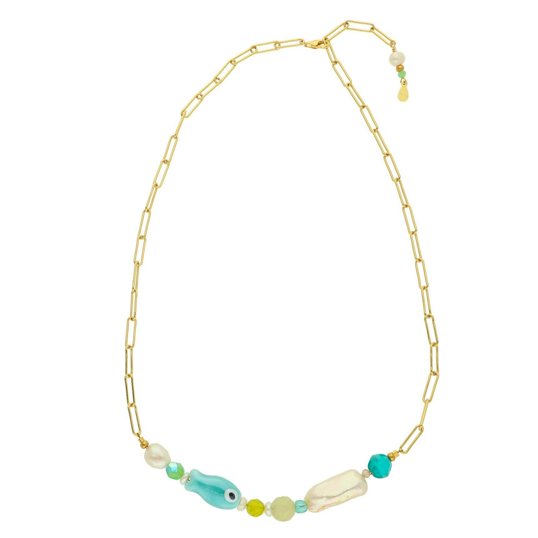 Monaco Green Multi Necklace von Nuni Copenhagen in Vergoldet-Silber Sterling 925