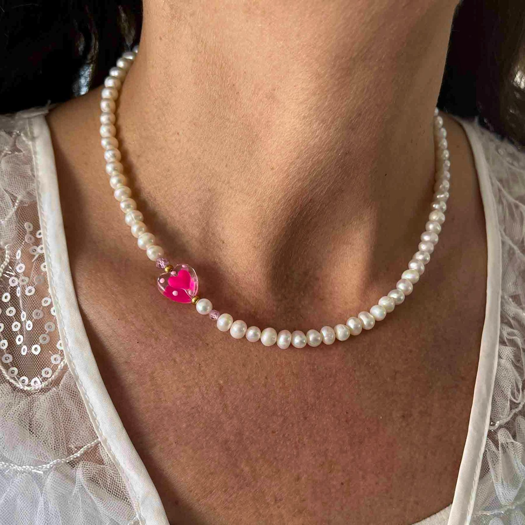 Rosalia Pink Necklace fra Nuni Copenhagen i Forgylt-Sølv Sterling 925