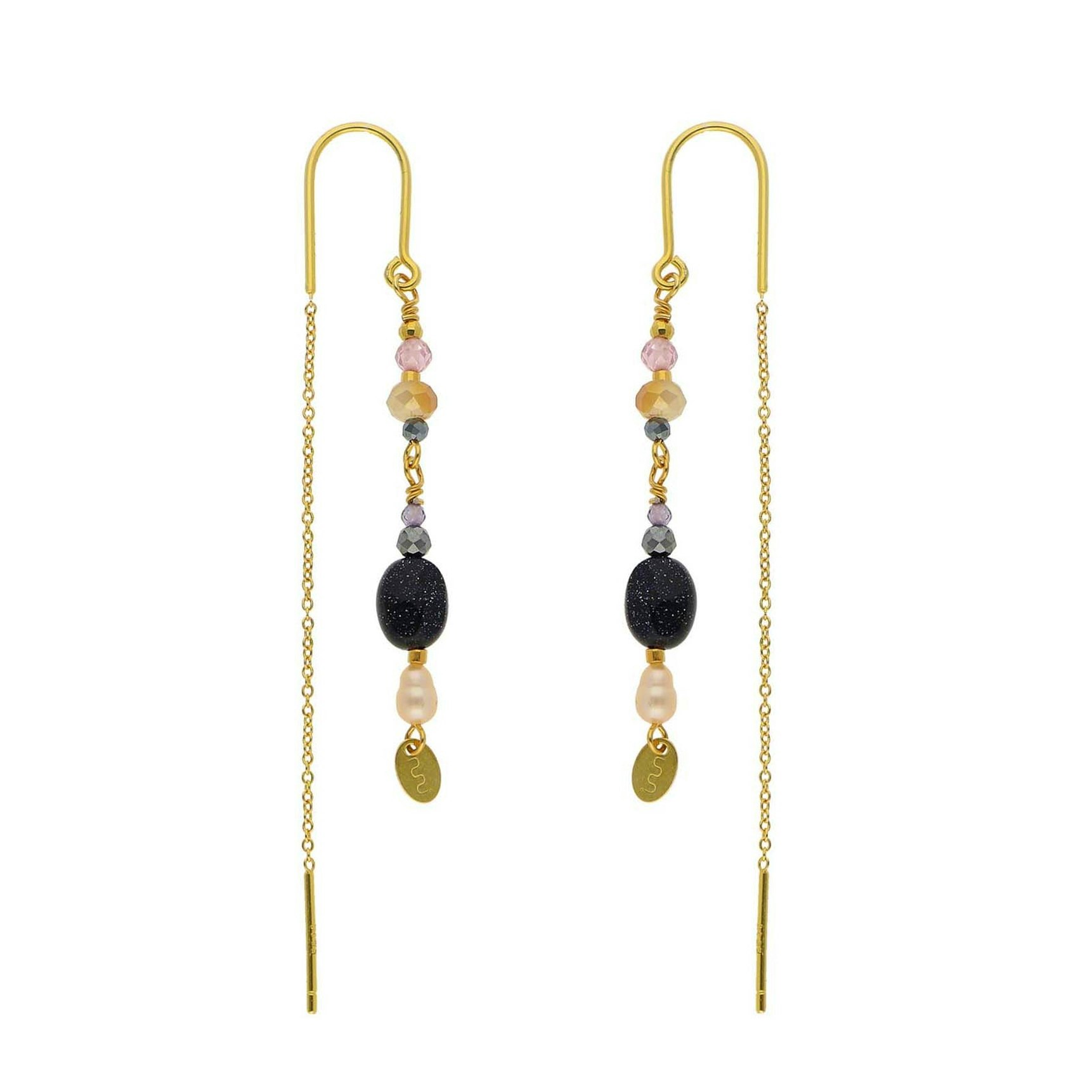 Kikki Black Earchains fra Nuni Copenhagen i Forgylt-Sølv Sterling 925