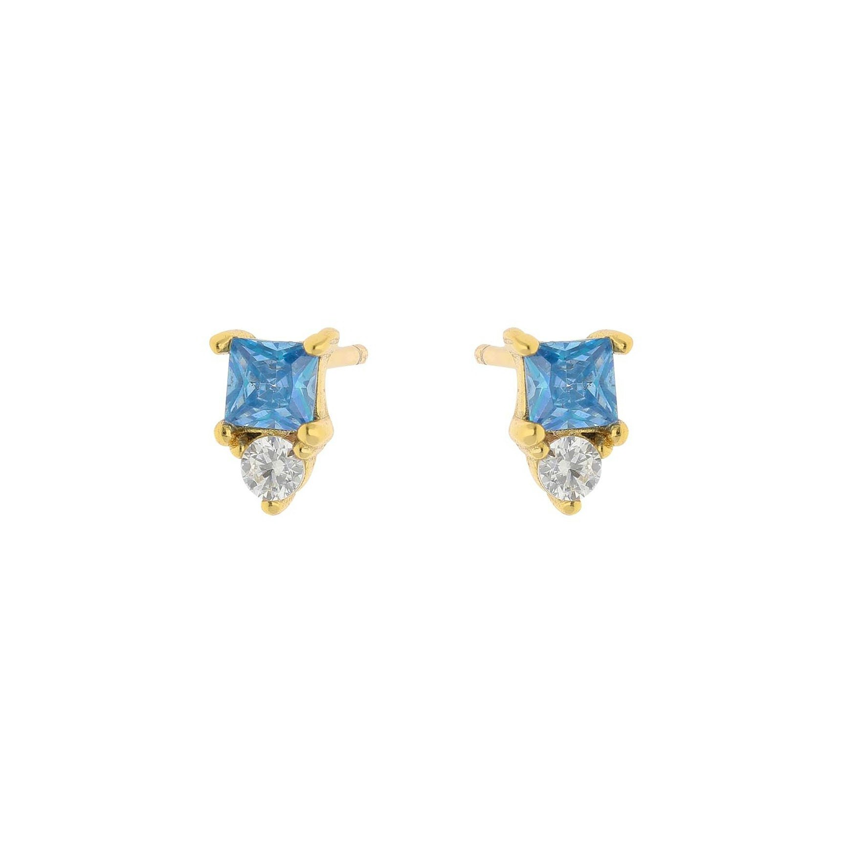 Serena Blue Earsticks fra Nuni Copenhagen i Forgylt-Sølv Sterling 925