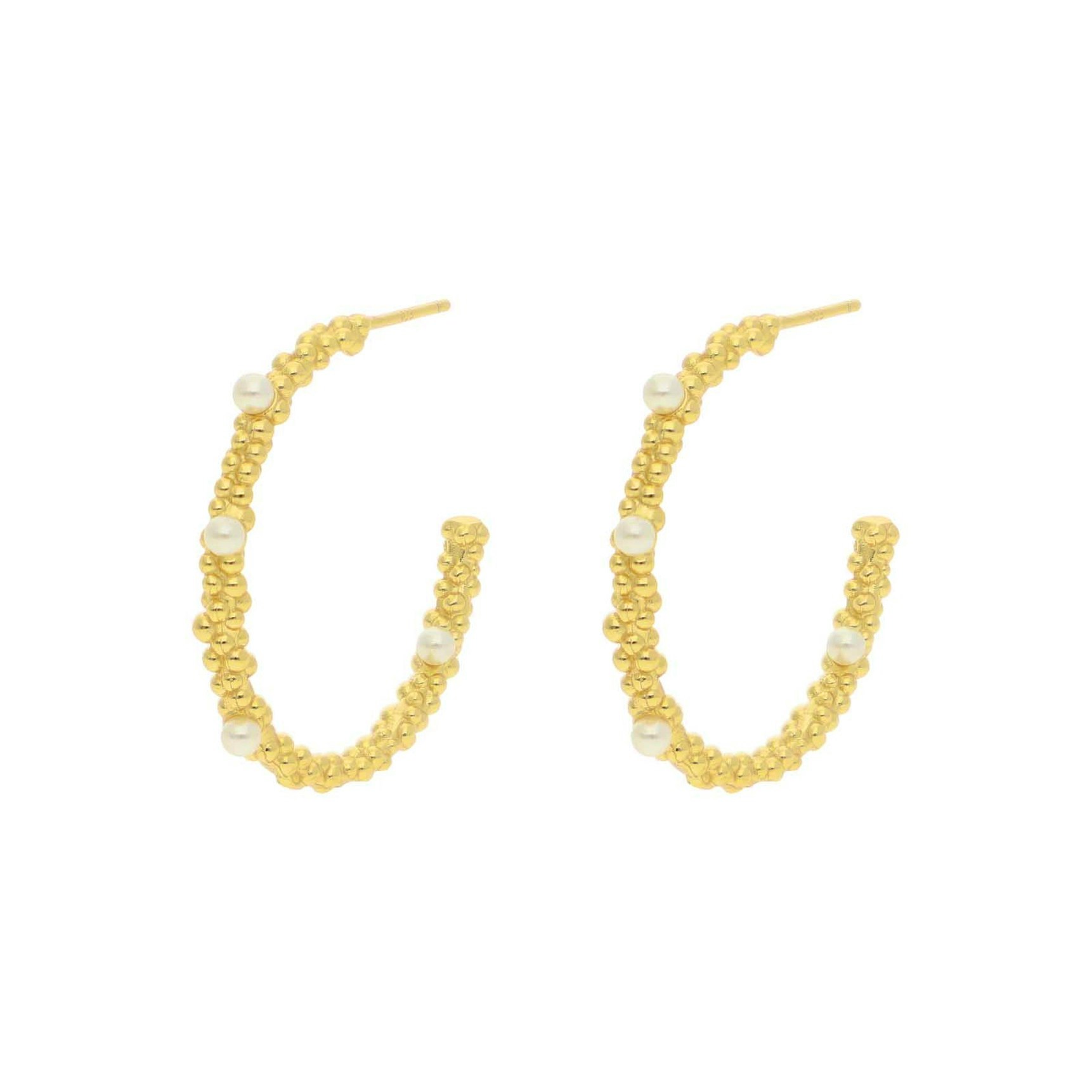 Gloria Large Pearl Earrings Nuni Copenhagen:stä Kullattu-hopea Sterling 925:ssä}