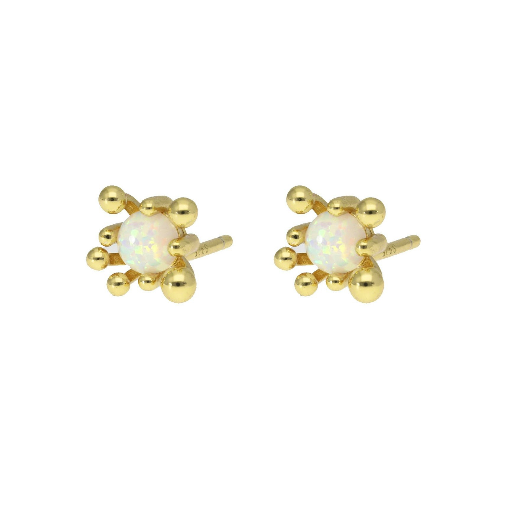Winnie Off-White Earsticks fra Nuni Copenhagen i Forgylt-Sølv Sterling 925
