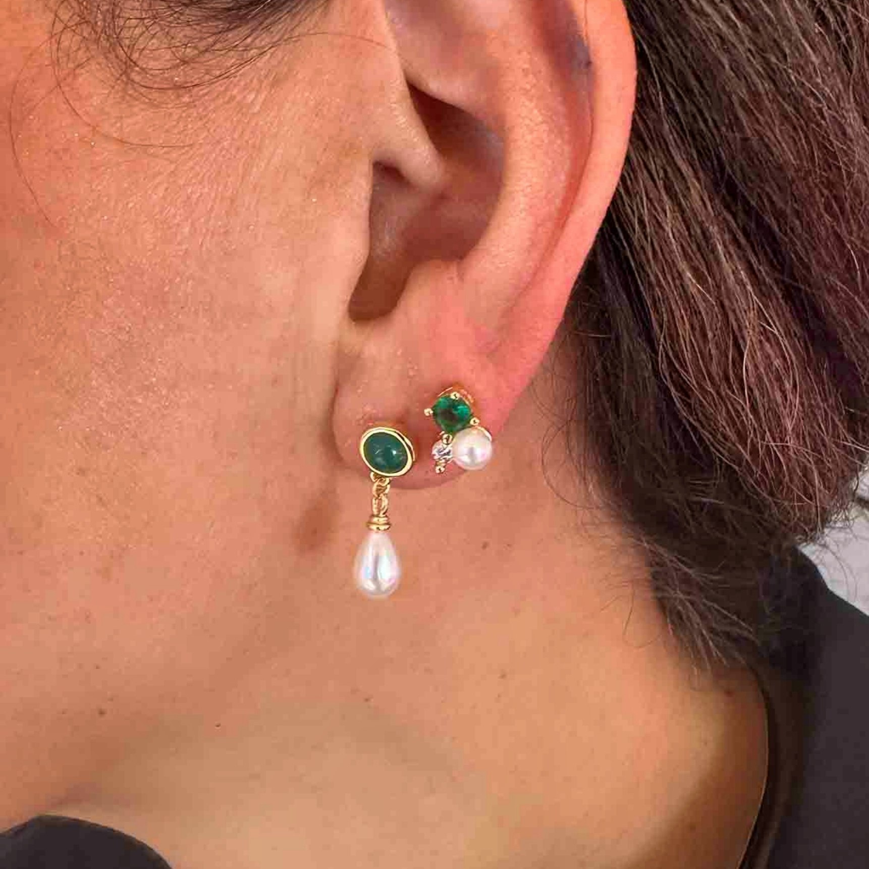 Green Dream Earring Box fra Nuni Copenhagen i Forgylt-Sølv Sterling 925