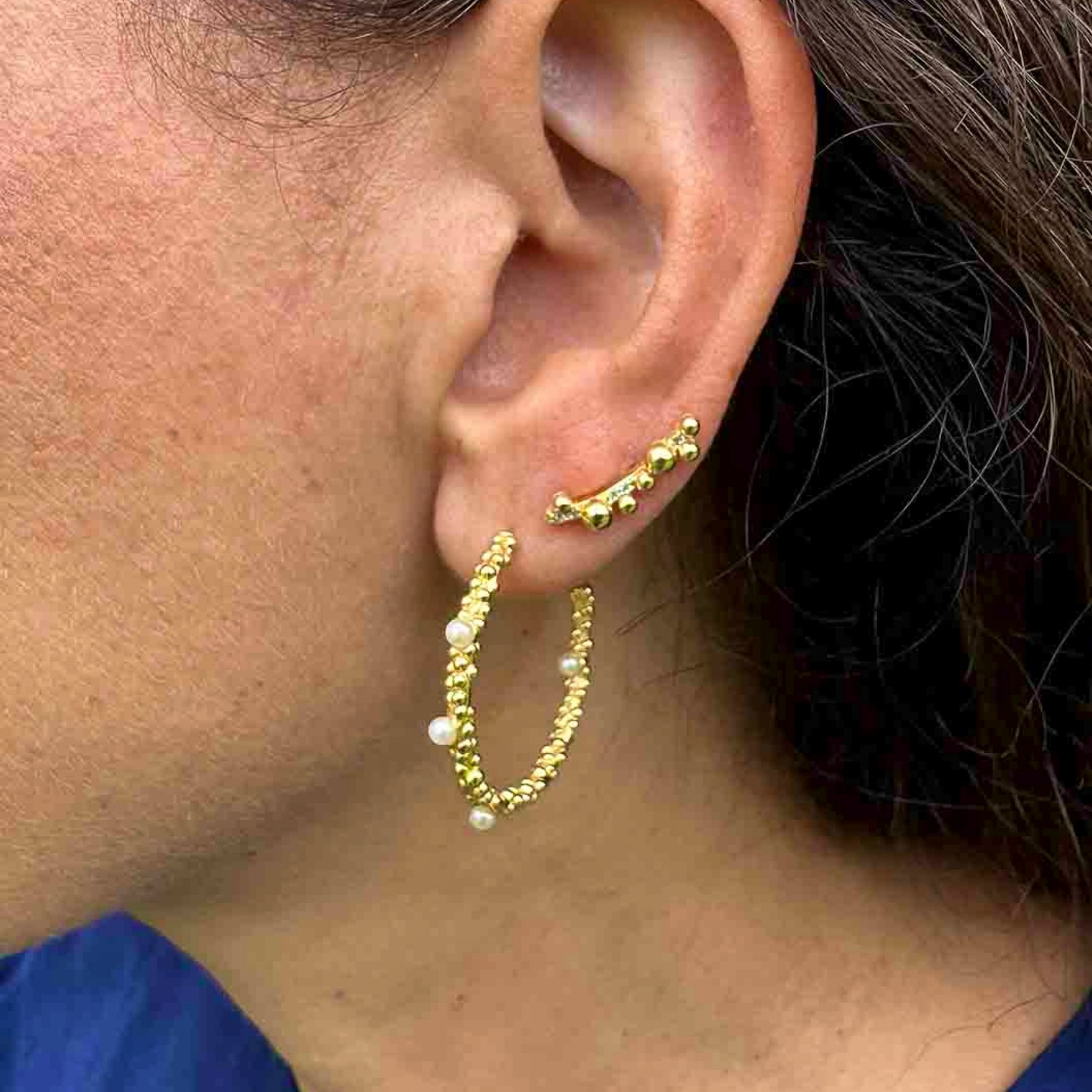 Philadelphia Gold Earrings fra Nuni Copenhagen i Forgylt-Sølv Sterling 925