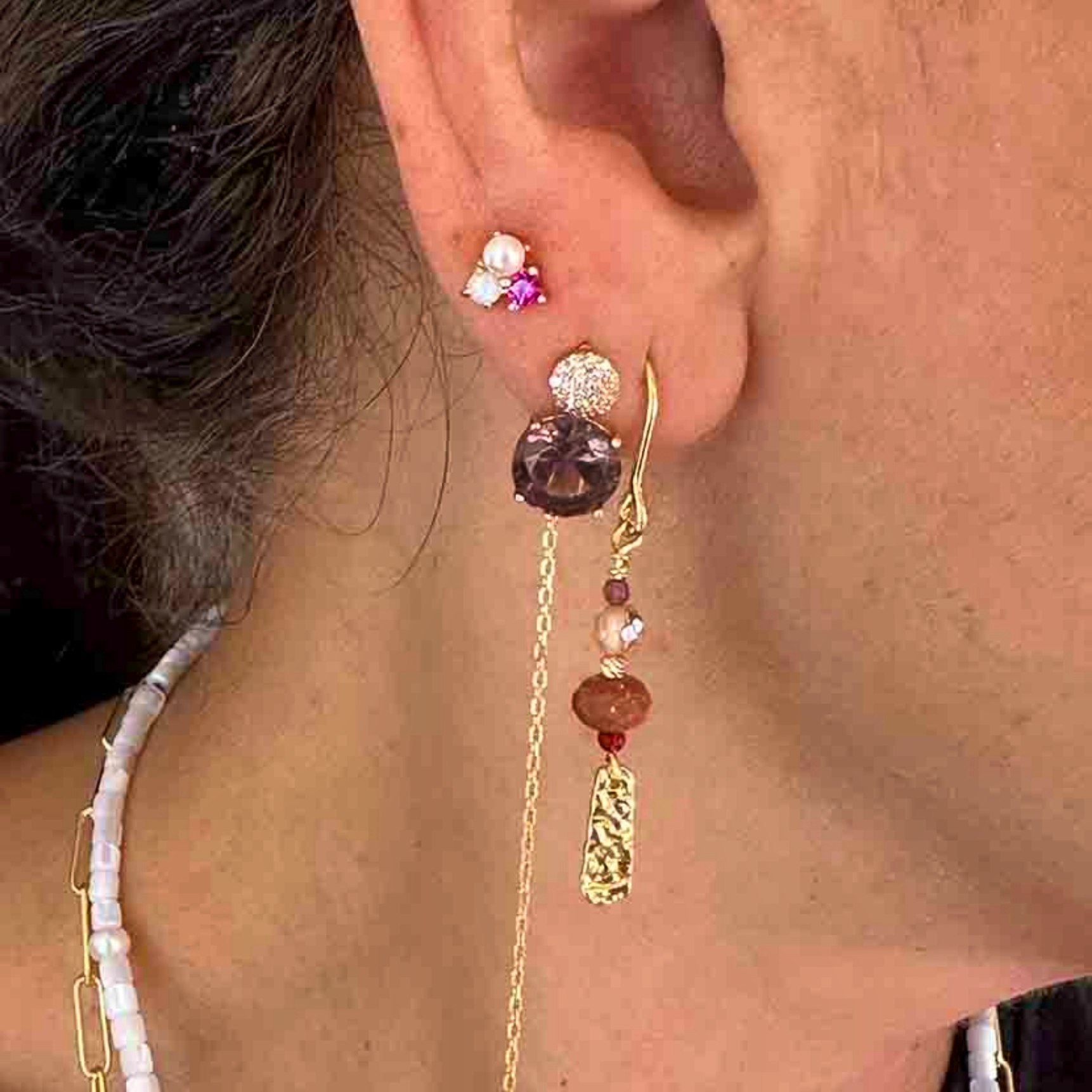 Rosie Pink Crush Earsticks fra Nuni Copenhagen i Forgylt-Sølv Sterling 925