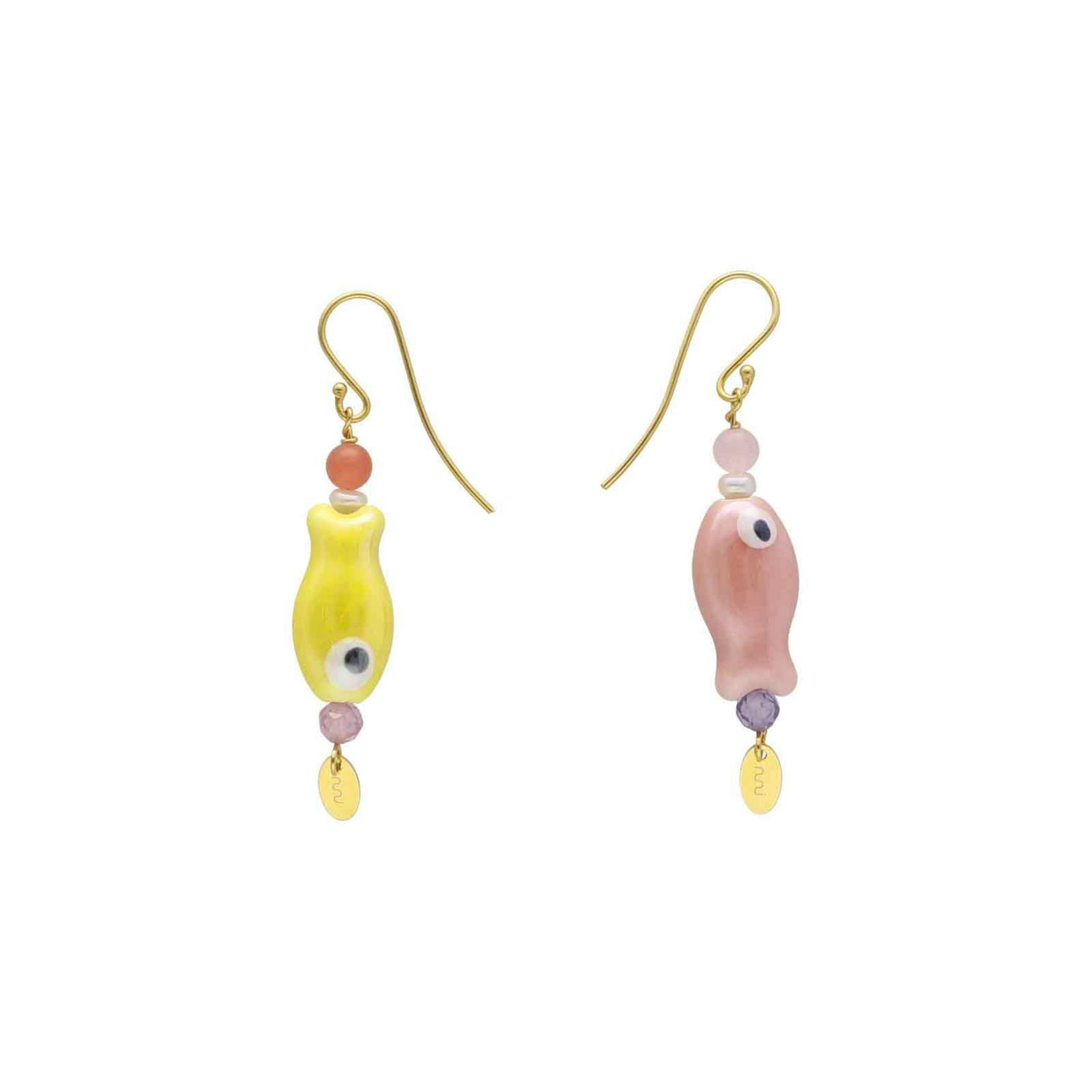 Livi Yellow Multi Earrings von Nuni Copenhagen in Vergoldet-Silber Sterling 925