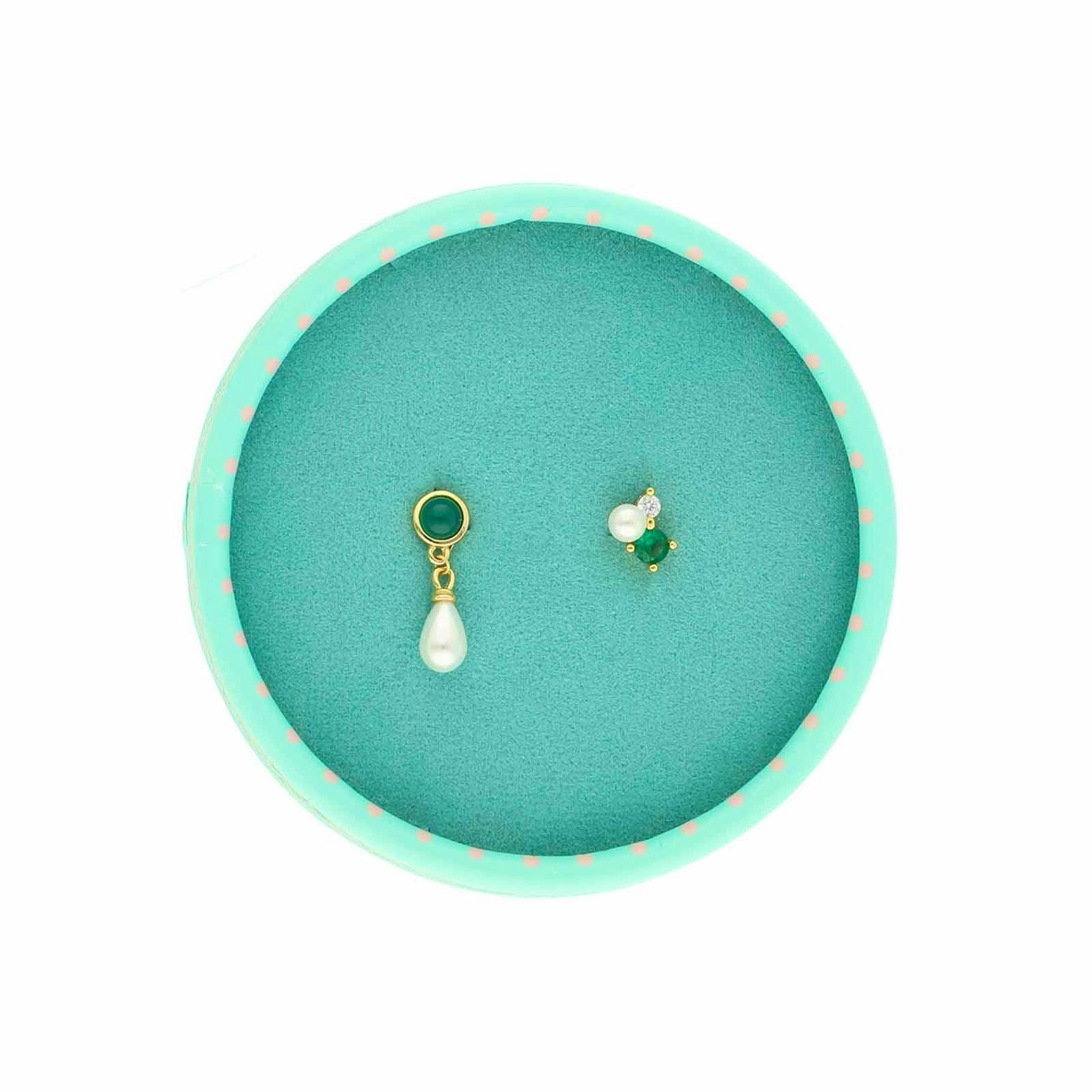 Green Dream Earring Box fra Nuni Copenhagen i Forgylt-Sølv Sterling 925