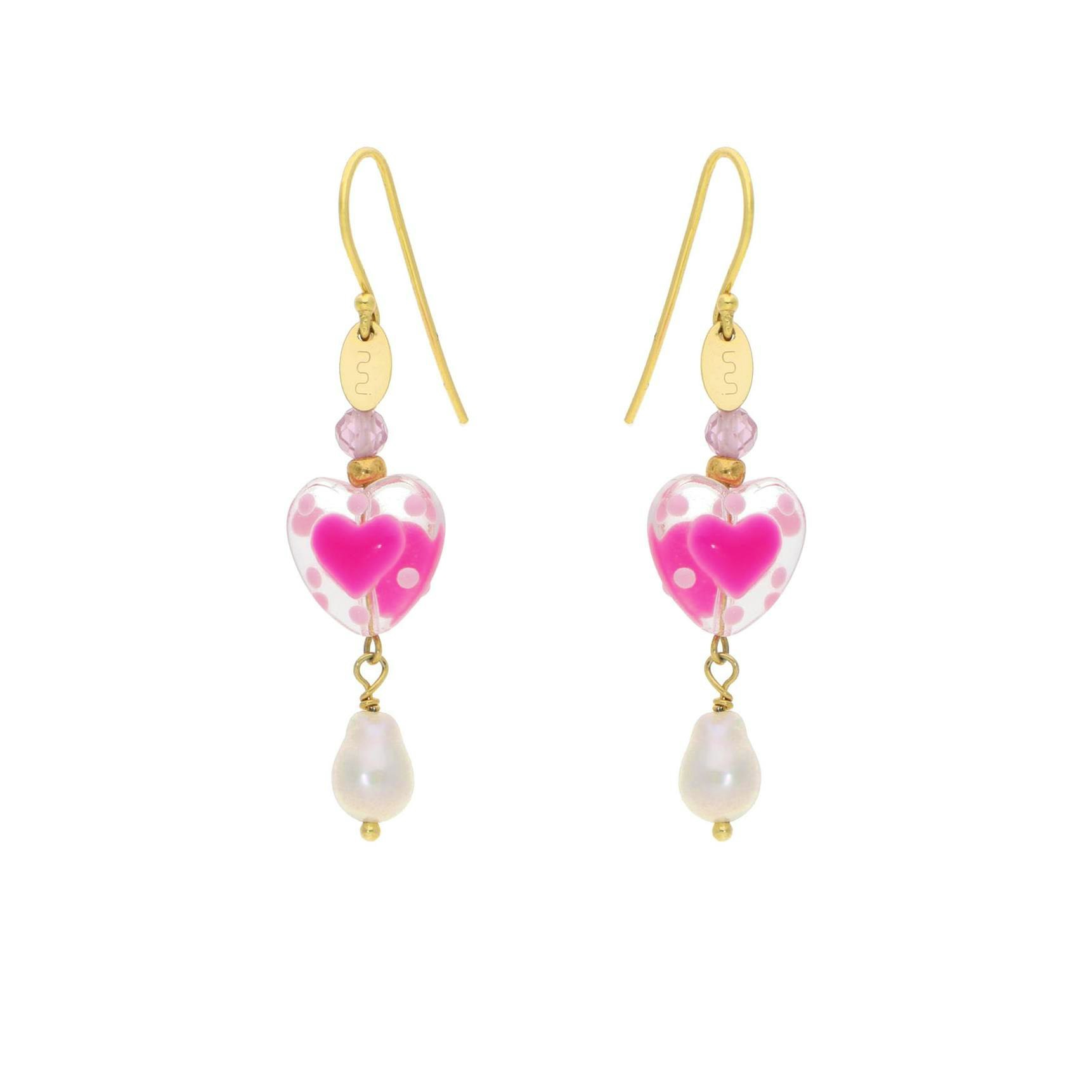 Rosalia Pink Earrings från Nuni Copenhagen i Förgyllt-Silver Sterling 925