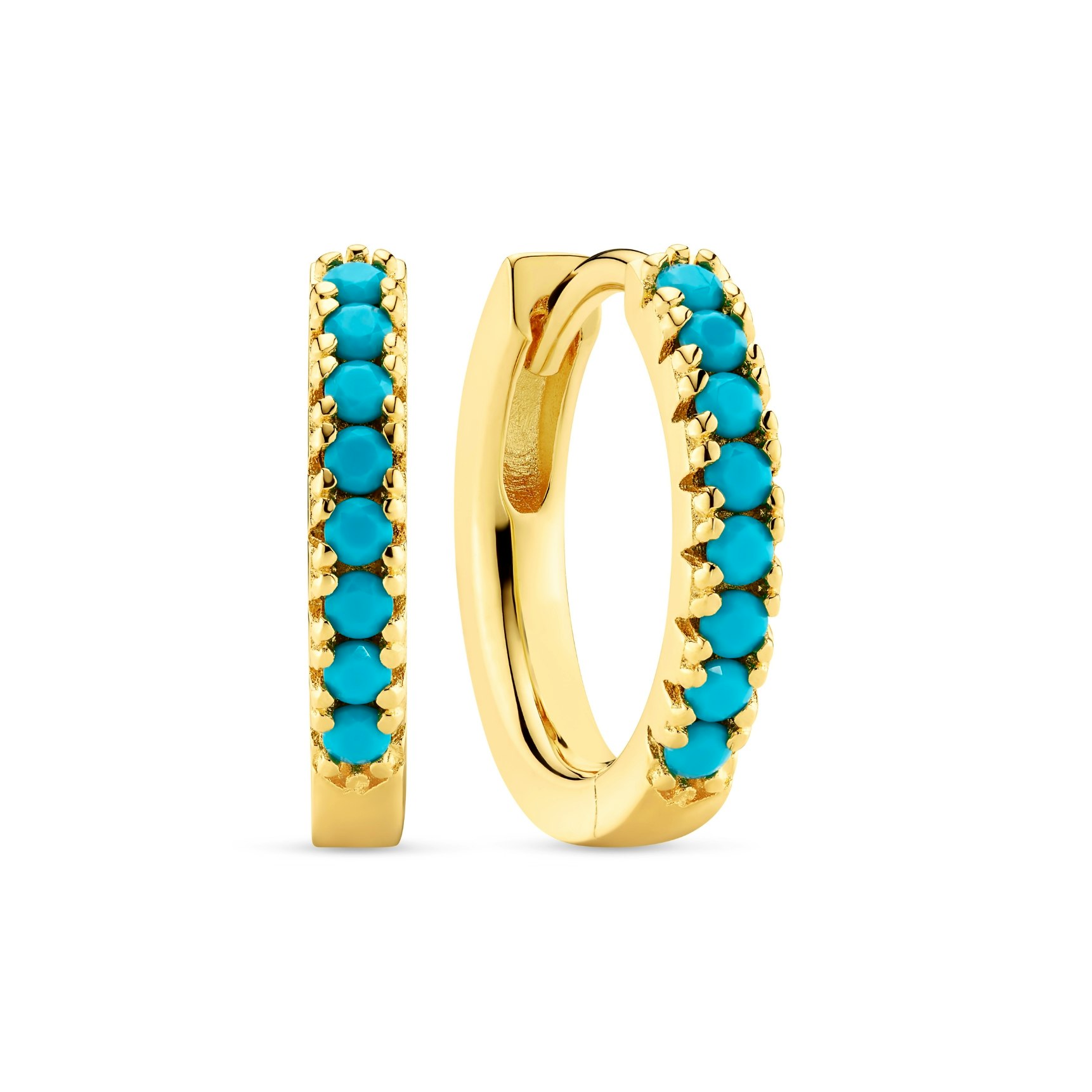 Ellera Medio Turkise Earrings van Sif Jakobs Jewellery in Verguld-Zilver Sterling 925