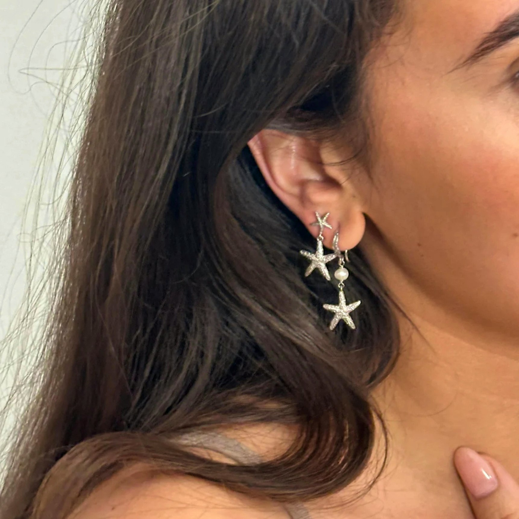 Selina Starfish Earrings van Sistie in Verguld-Zilver Sterling 925