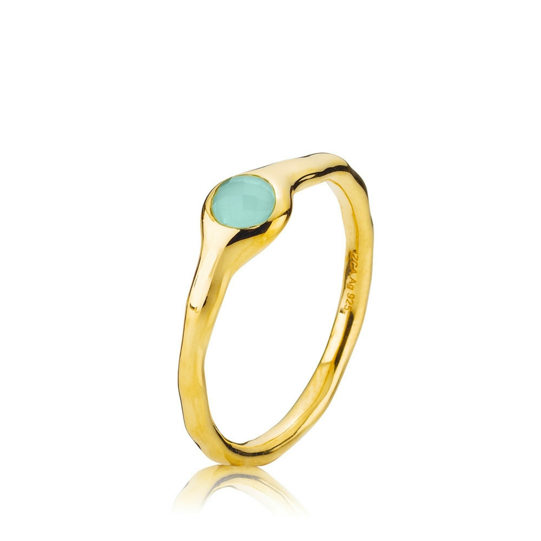 Athena Aqua Green Ring Small van Izabel Camille in Verguld-Zilver Sterling 925