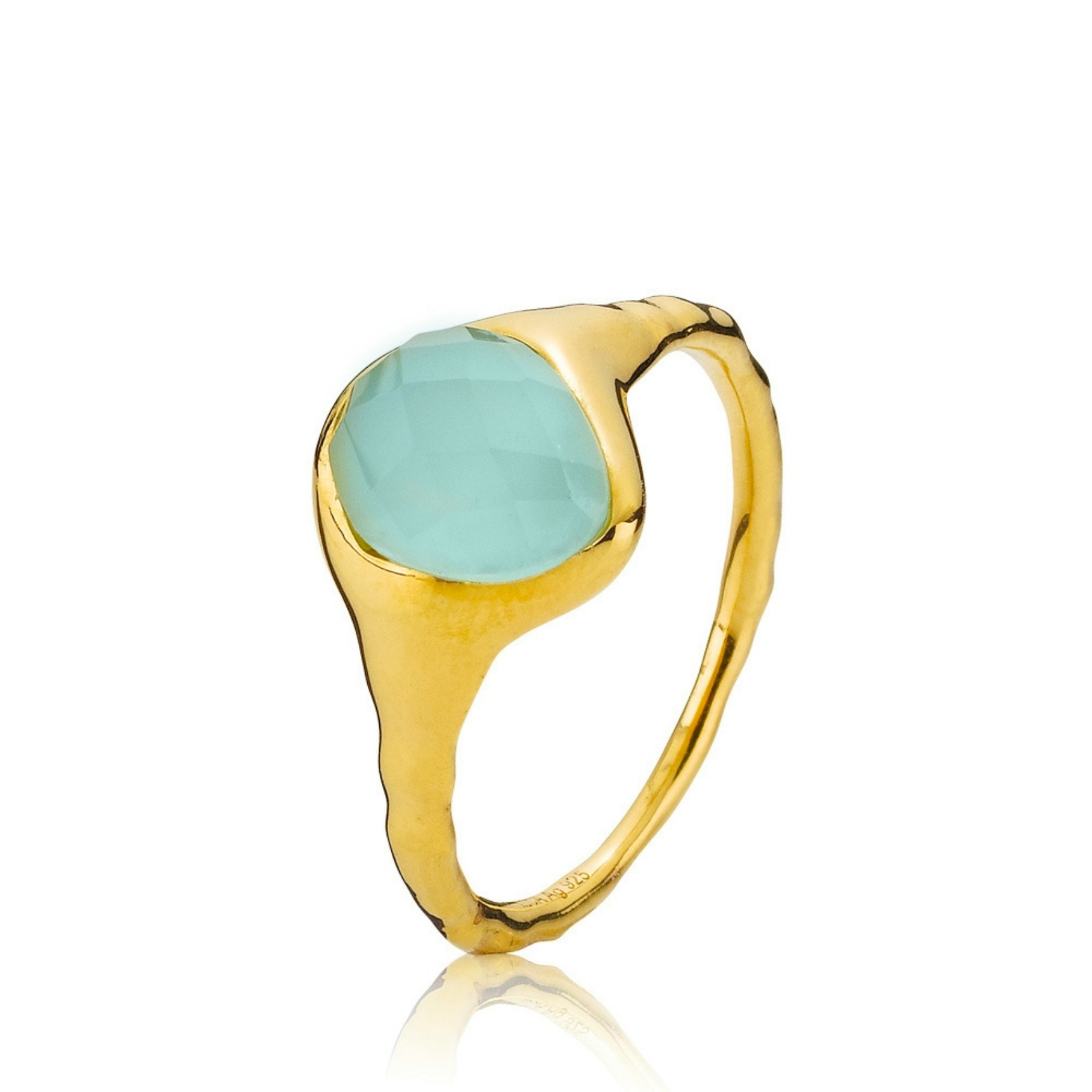 Athena Aqua Green Ring Large van Izabel Camille in Verguld-Zilver Sterling 925
