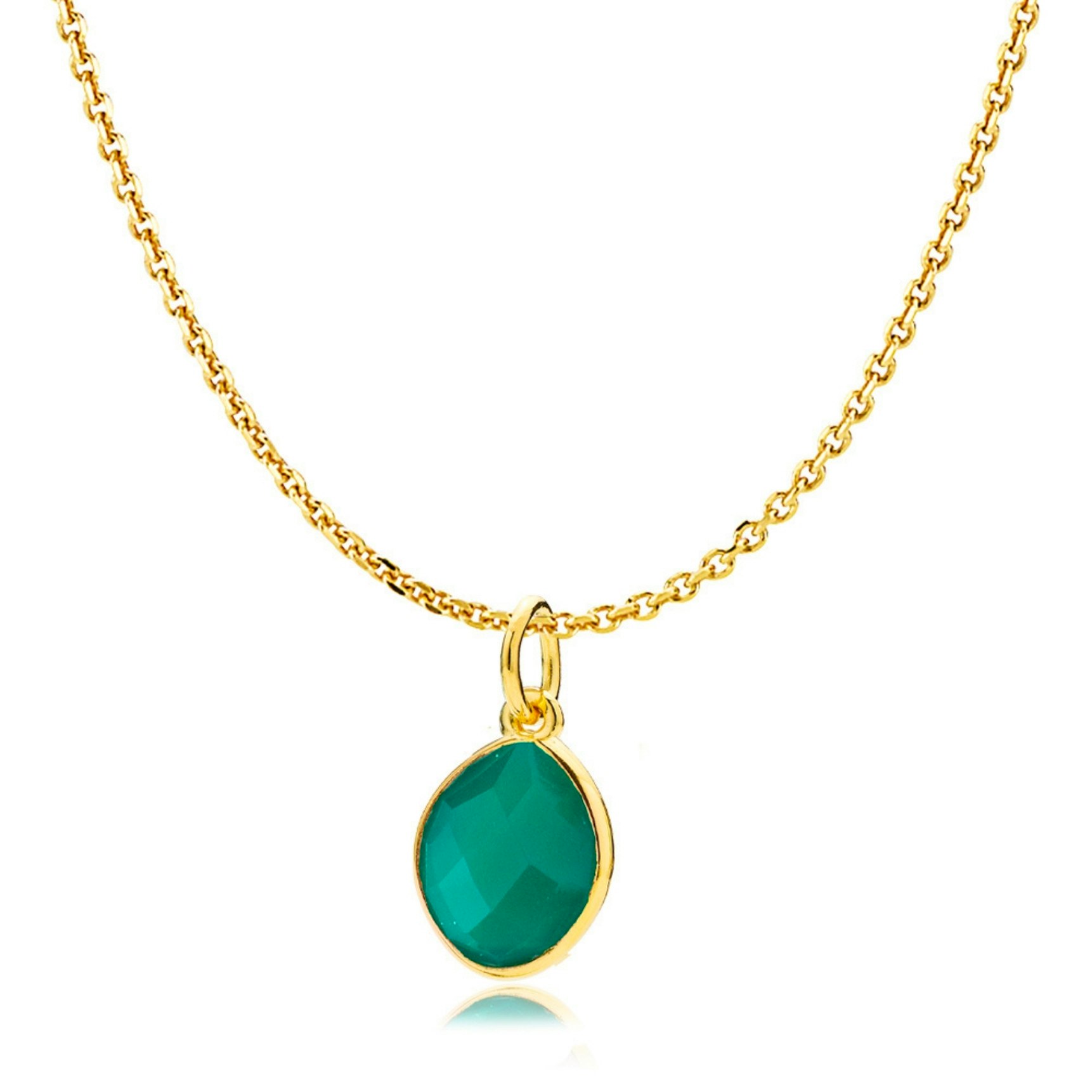 Sara Necklace Green van Izabel Camille in Verguld-Zilver Sterling 925