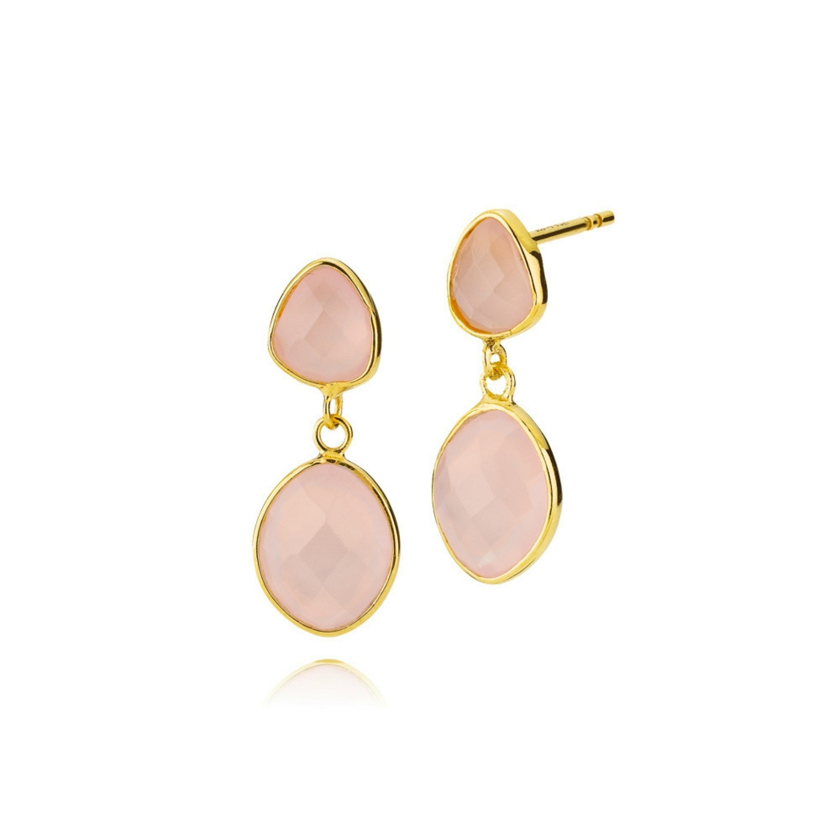Sara Double Pink Earrings fra Izabel Camille i Forgylt-Sølv Sterling 925