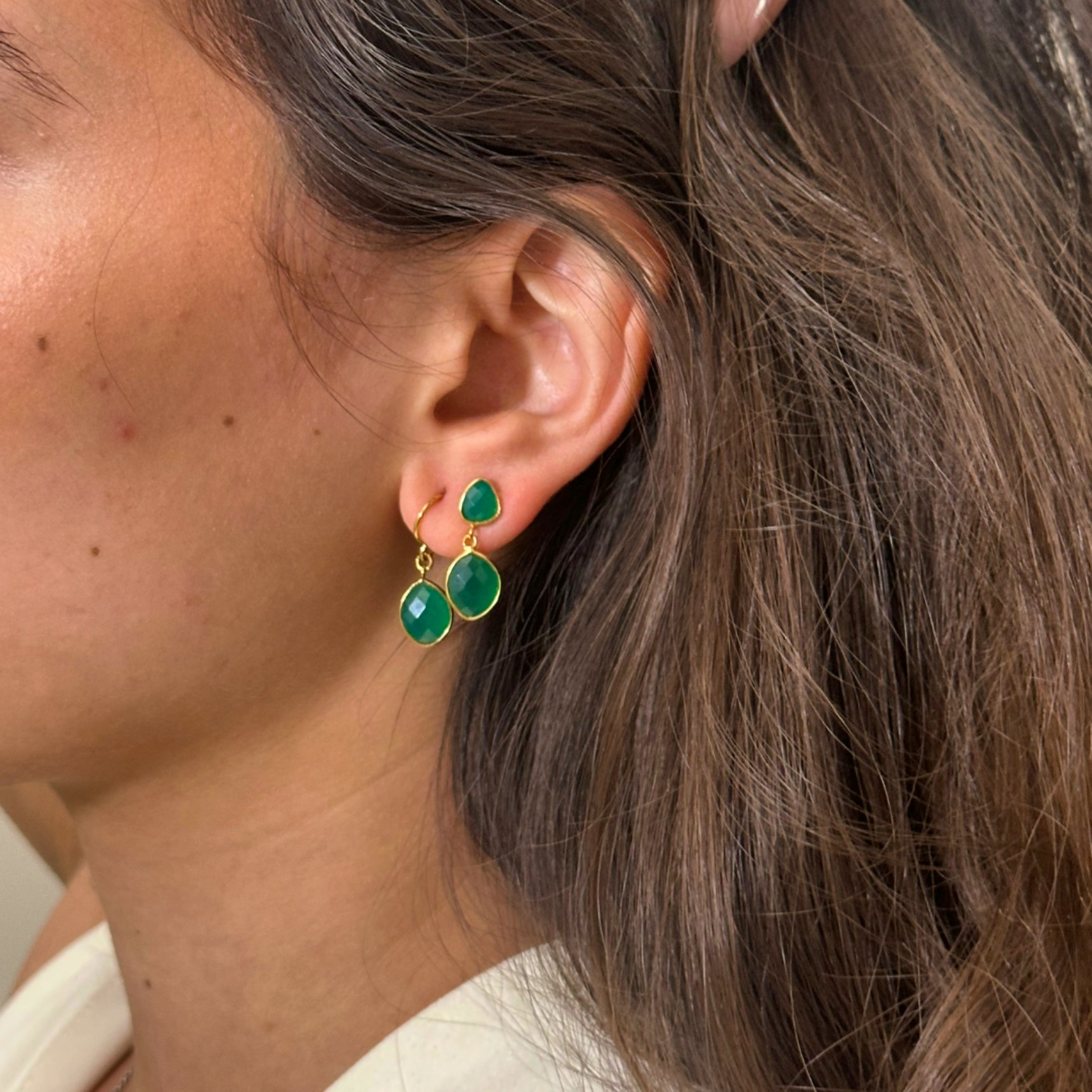 Sara Green Earrings van Izabel Camille in Verguld-Zilver Sterling 925