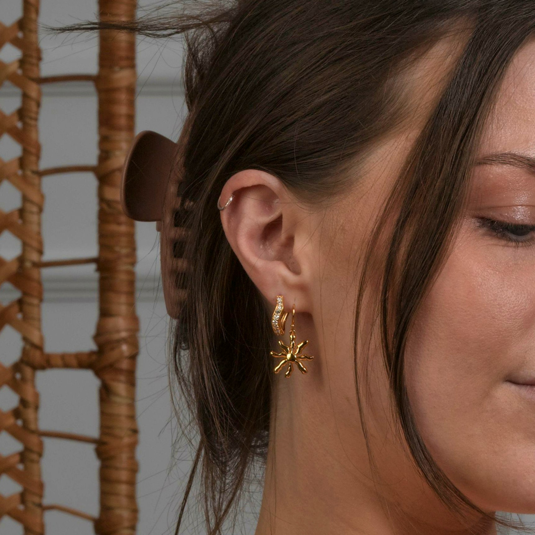 Christina Stone Hoops van Izabel Camille in Verguld-Zilver Sterling 925