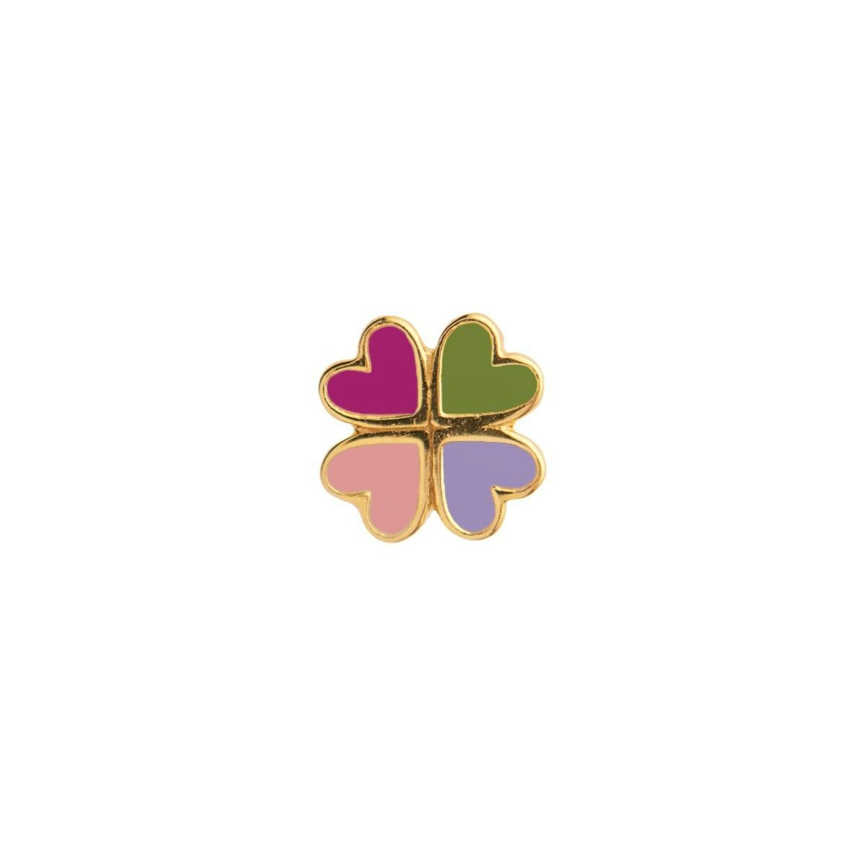 Love Heart Clover Enamel Pink Fuschia Earstick von STINE A Jewelry in Vergoldet-Silber Sterling 925