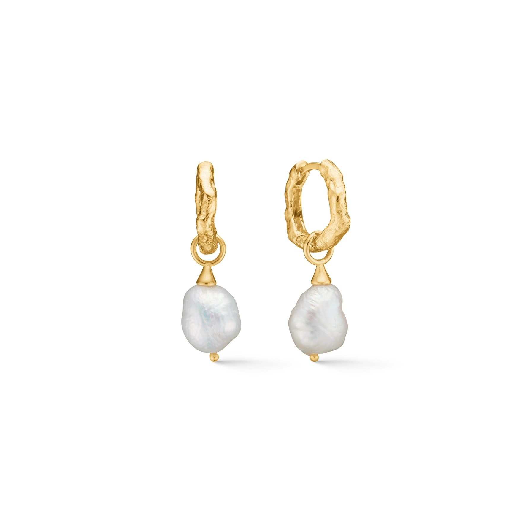 Perma Pearl Hoops de Studio Z dans Plaqué or-Argent Sterling 925