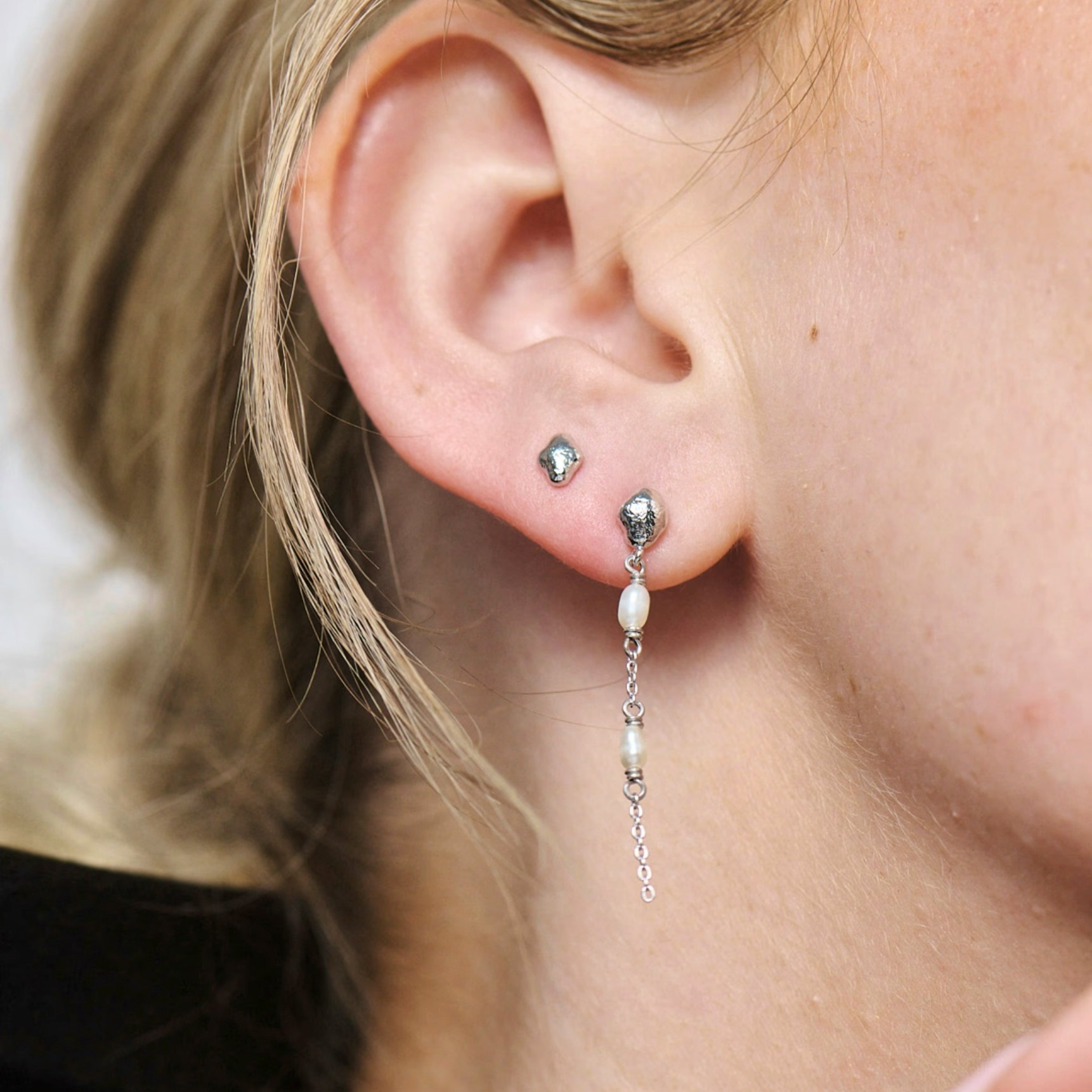 Perma Pearl Earrings de Studio Z dans Argent Sterling 925