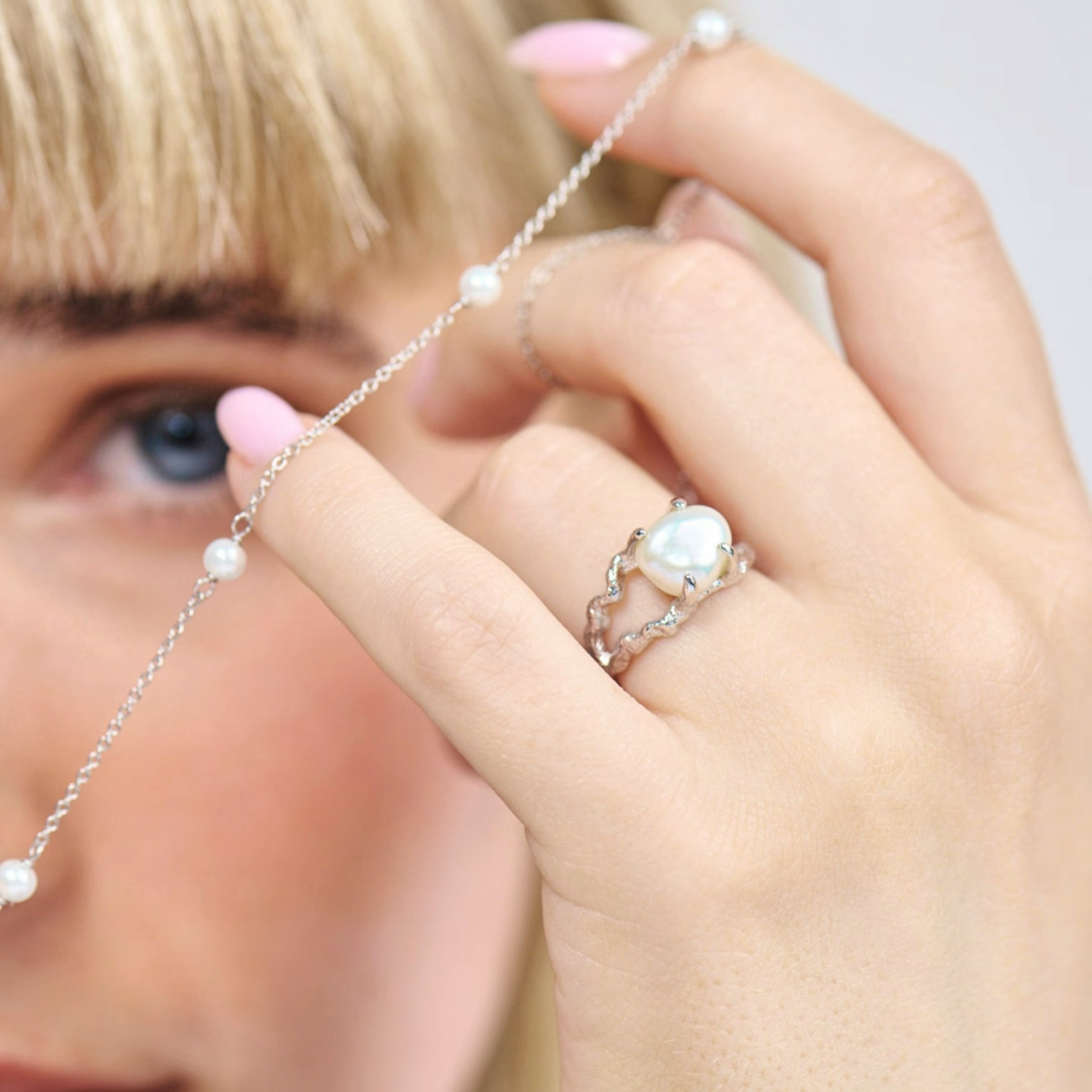 Perma Pearl Ring de Studio Z dans Argent Sterling 925