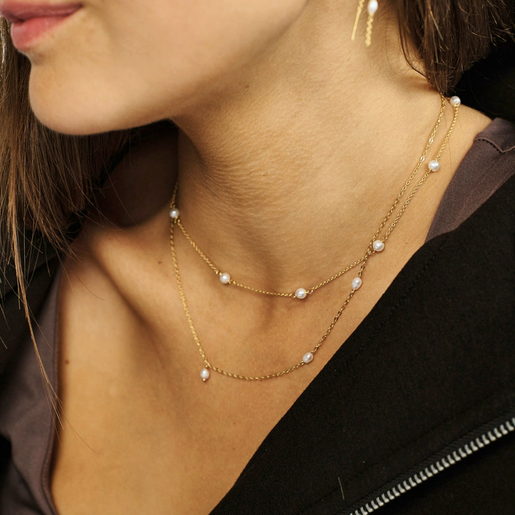Shore Pearl Necklace de Studio Z dans Plaqué or-Argent Sterling 925