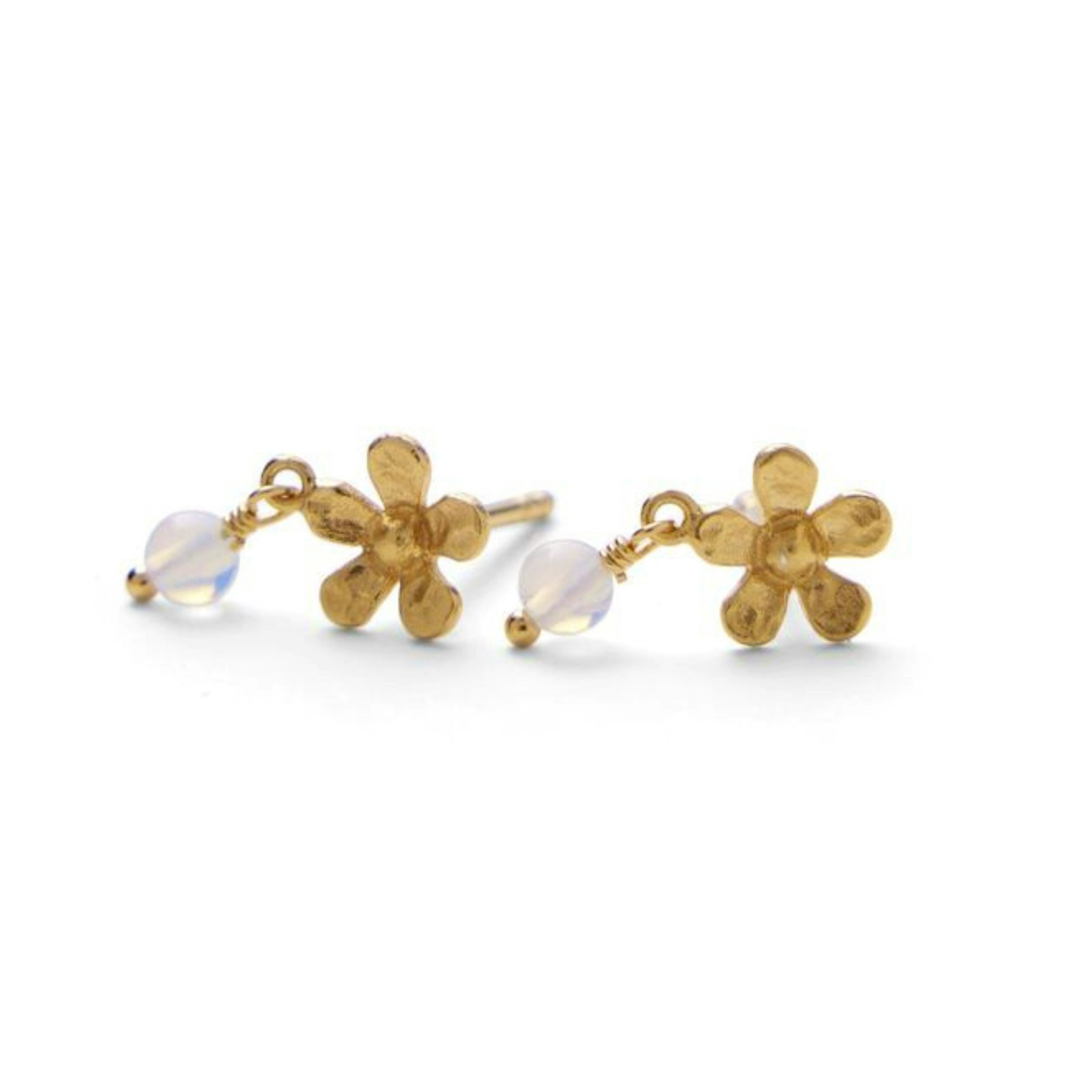 Moonstone Poppy Earsticks van Pernille Corydon in Verguld-Zilver Sterling 925
