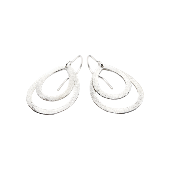 Small double drop earrings fra Pernille Corydon i Sølv Sterling 925| Matt,Blank