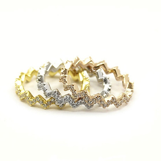 3 Wave Crystal mix rings