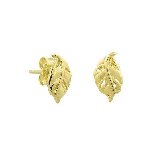 Small Leaf earsticks von By Anne in Vergoldet-Silber Sterling 925