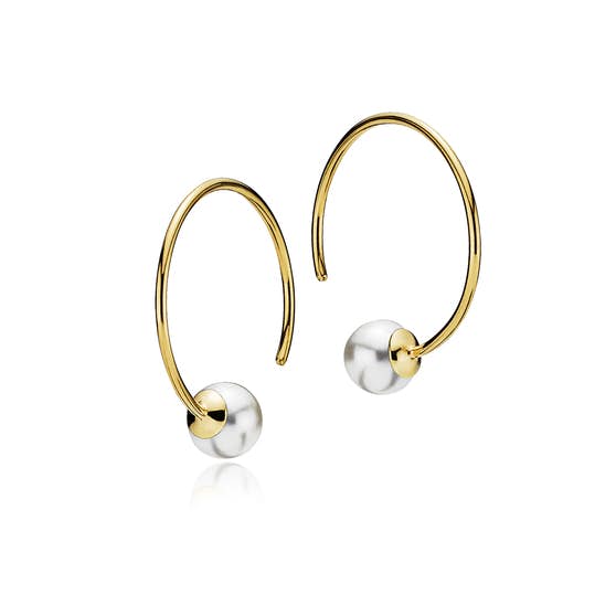 Miss Pearl medium creols White from Izabel Camille in Goldplated-Silver Sterling 925