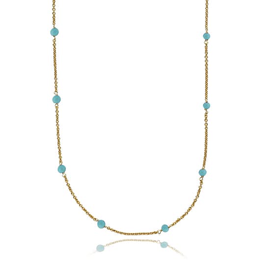 India necklace Turquoise fra Sistie i Forgylt-Sølv Sterling 925