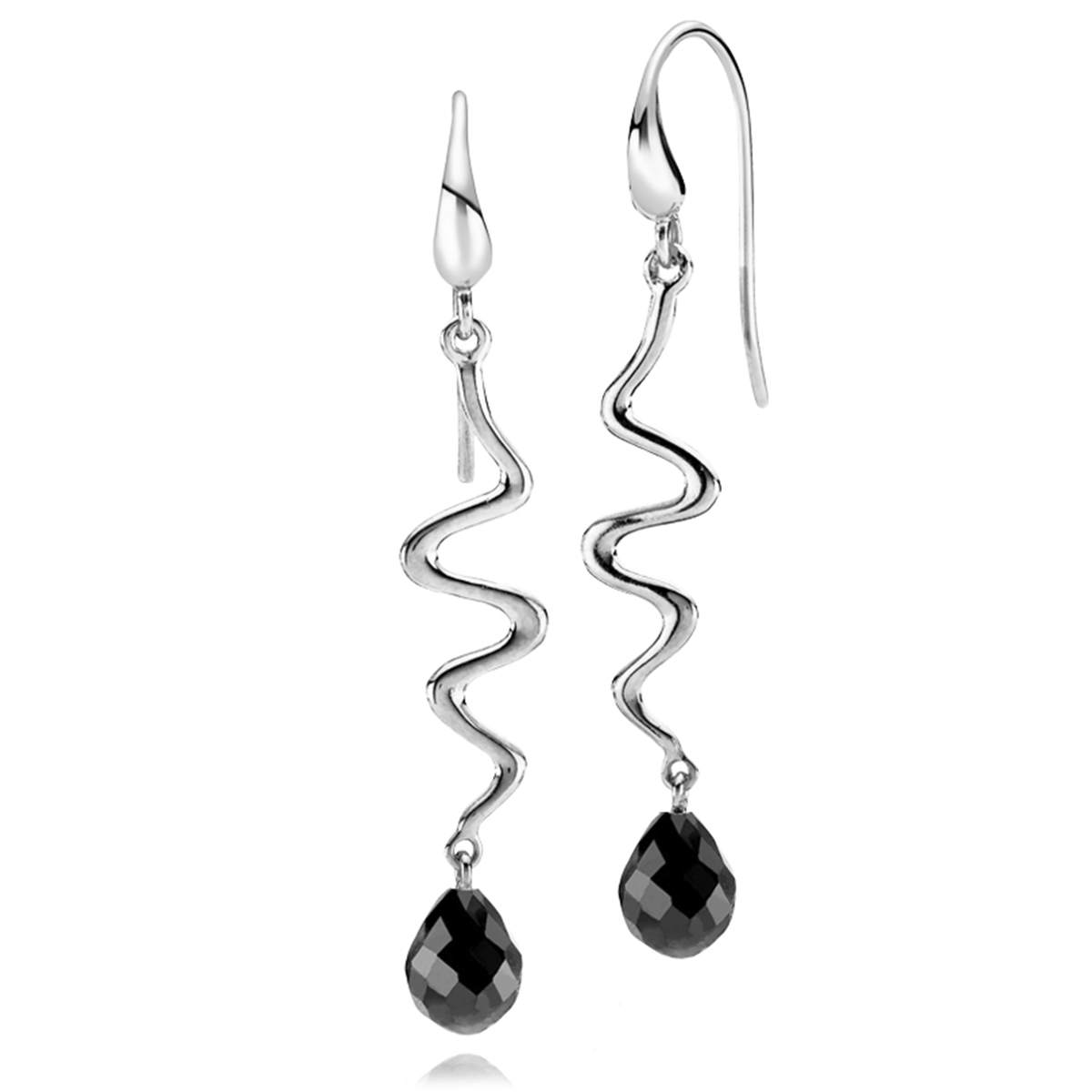 Saniya Earrings Black Onyx von Izabel Camille in Silber Sterling 925