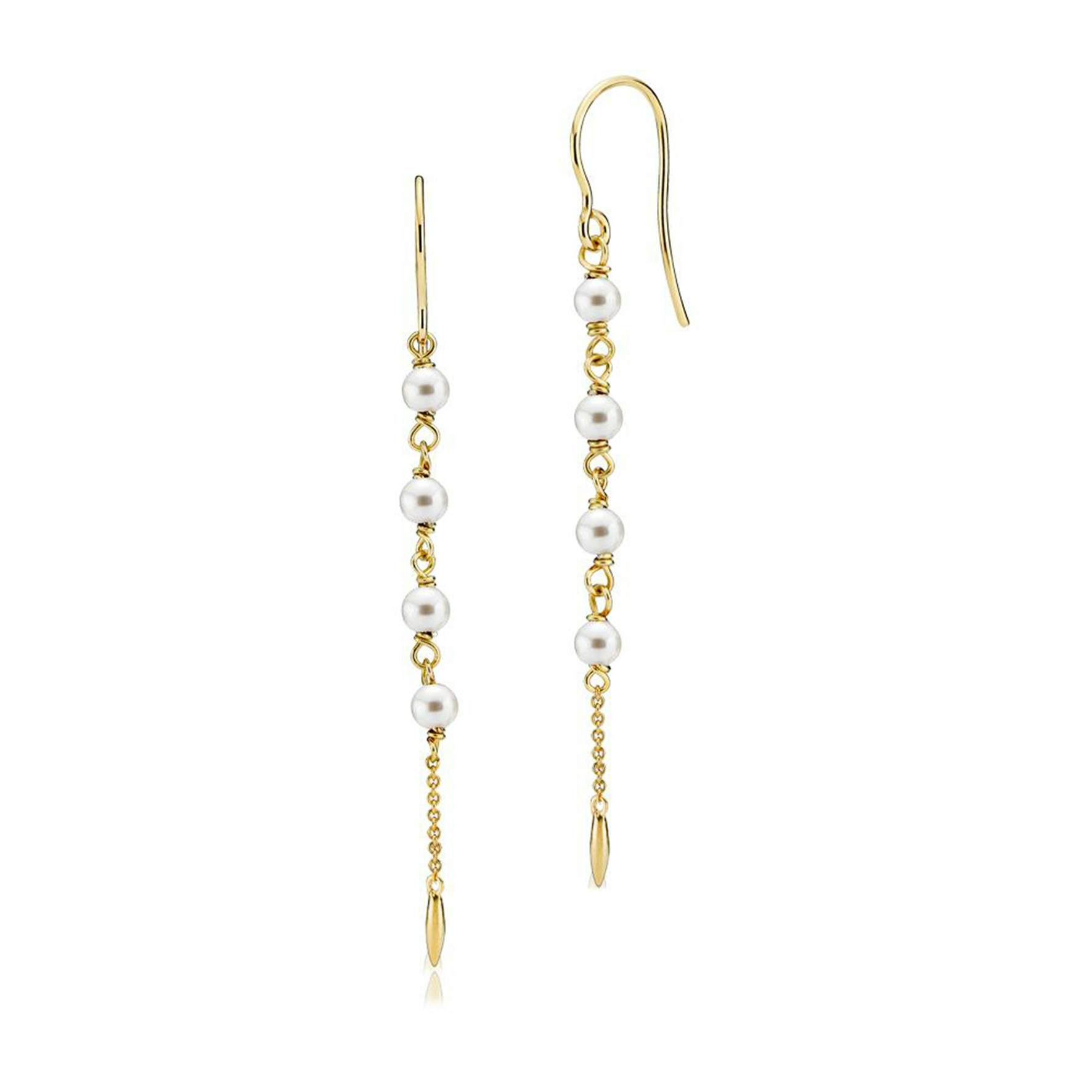 India Freshwater Pearl Earchains from Sistie in Goldplated-Silver Sterling 925