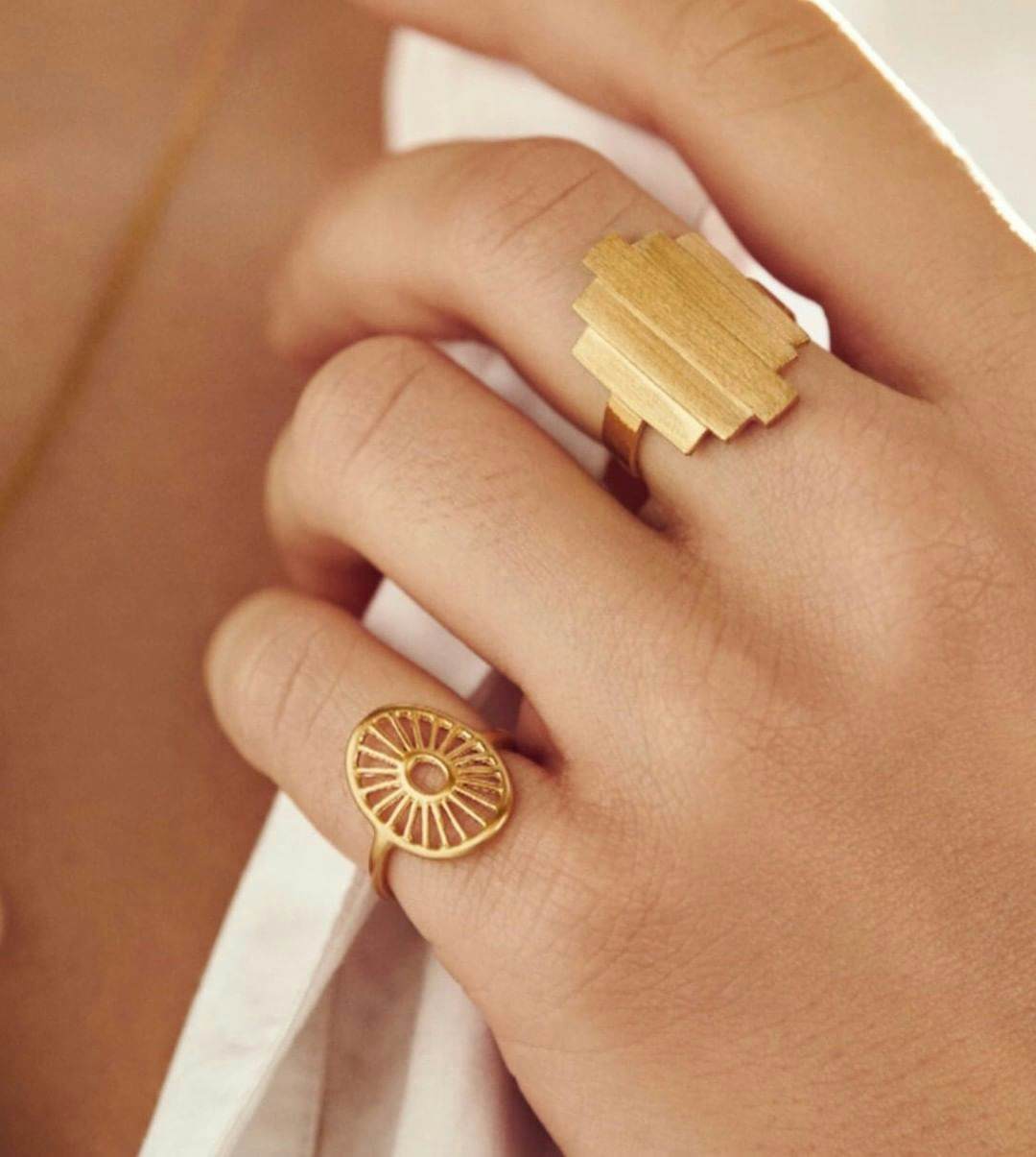 Brick Ring from Pernille Corydon in Goldplated-Silver Sterling 925
