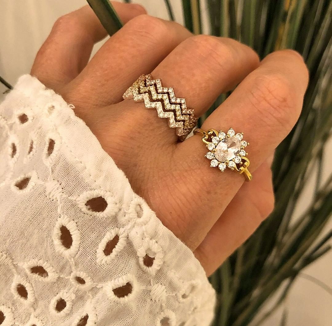 3 Wave Crystal mix rings