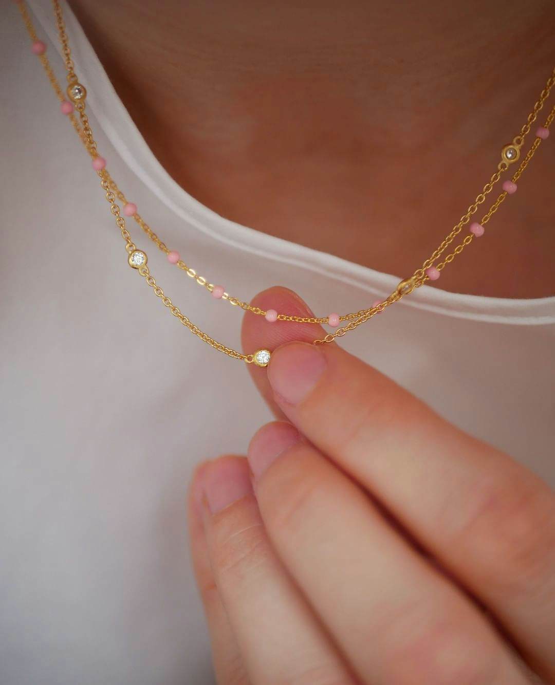 Lola necklace Light Pink from Enamel Copenhagen in Goldplated-Silver Sterling 925