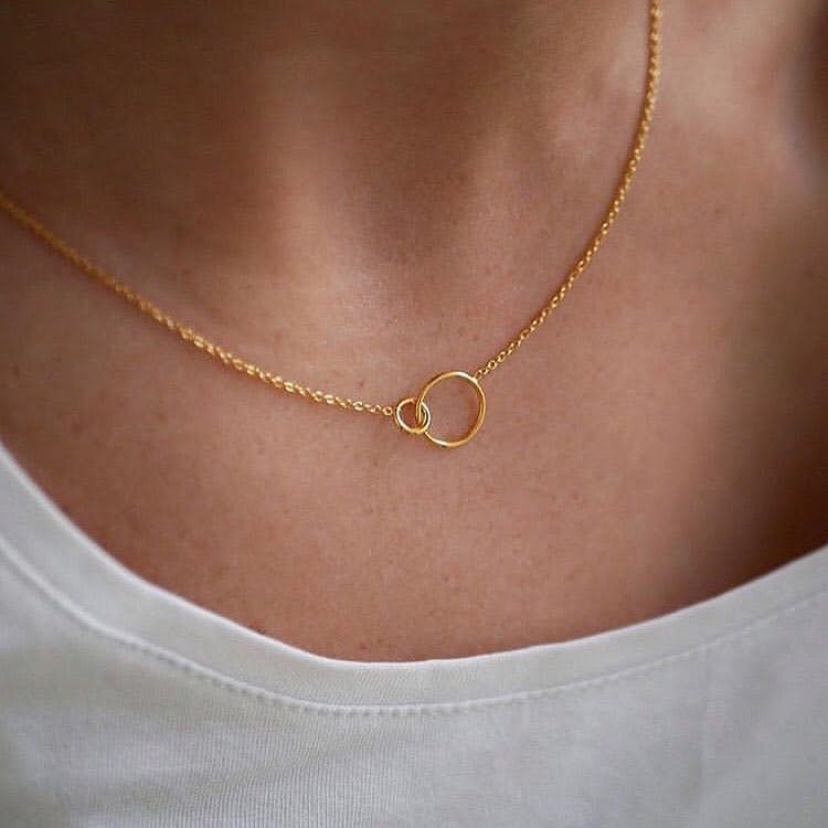 Double Circle necklace fra Enamel Copenhagen i Forgyldt-Sølv Sterling 925|Blank