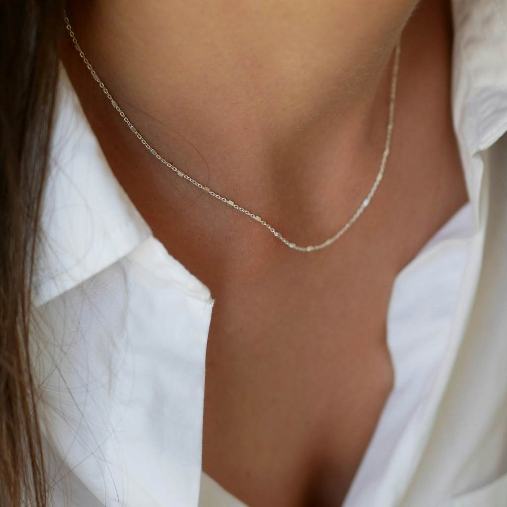 Beaded Chain necklace short fra Enamel Copenhagen i Forgyldt-Sølv Sterling 925|Blank