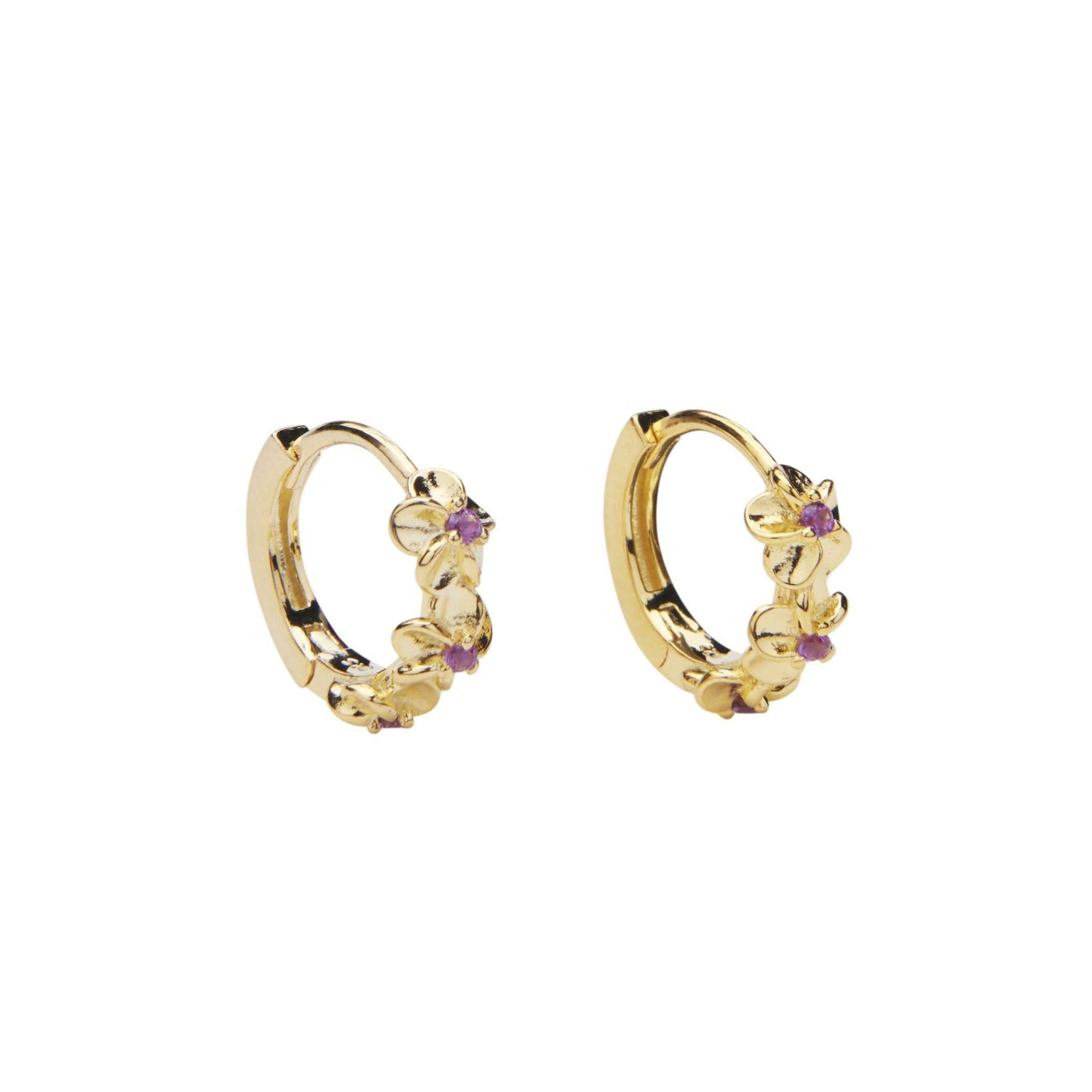 Aster Crystal Hoops from Pico in Goldplated-Silver Sterling 925|Purple